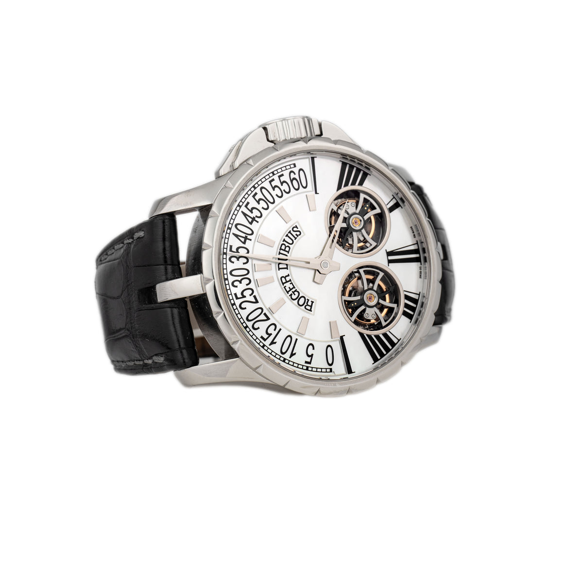 Roger Dubuis Excalibur Double Tourbillion Stainless Steel Mother of Pearl Dial 46.5mm EX45 01 9 N1.67A Full Set