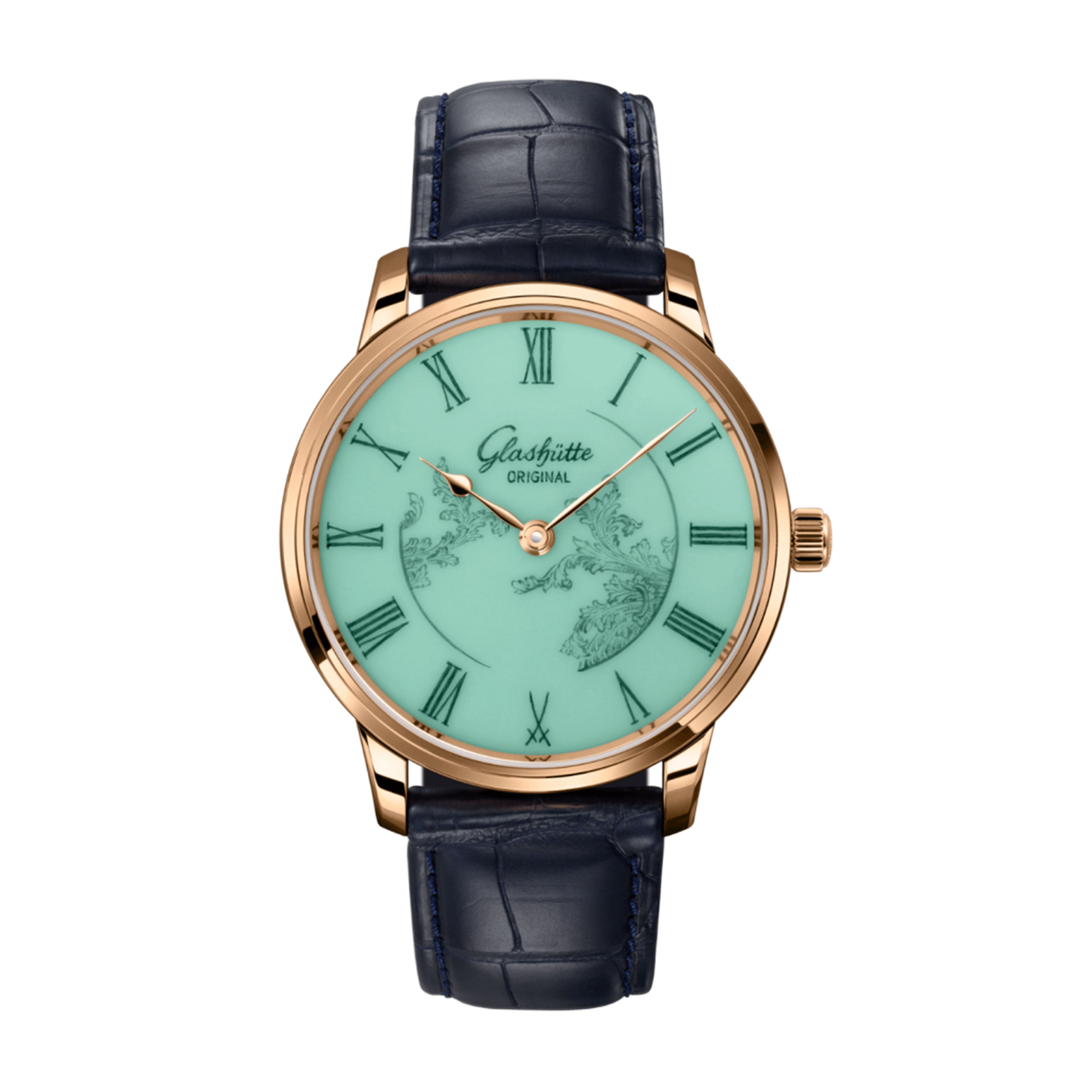 Glashutte Original Senator Meissen Watch, 40mm Green Dial, 1-36-16-02-05-01