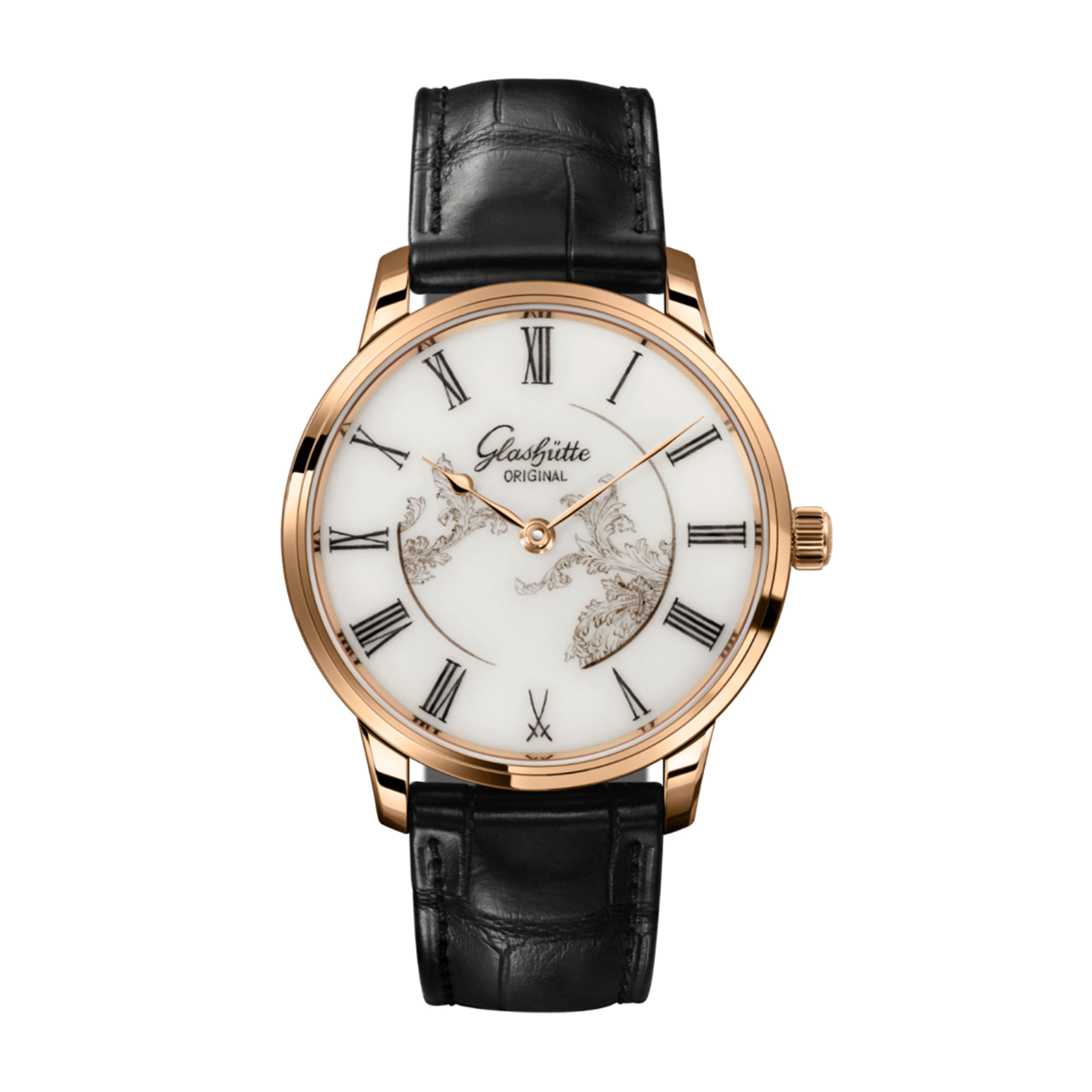 Glashutte Original Senator Meissen Watch, 40mm White Dial, 1-36-16-03-05-01