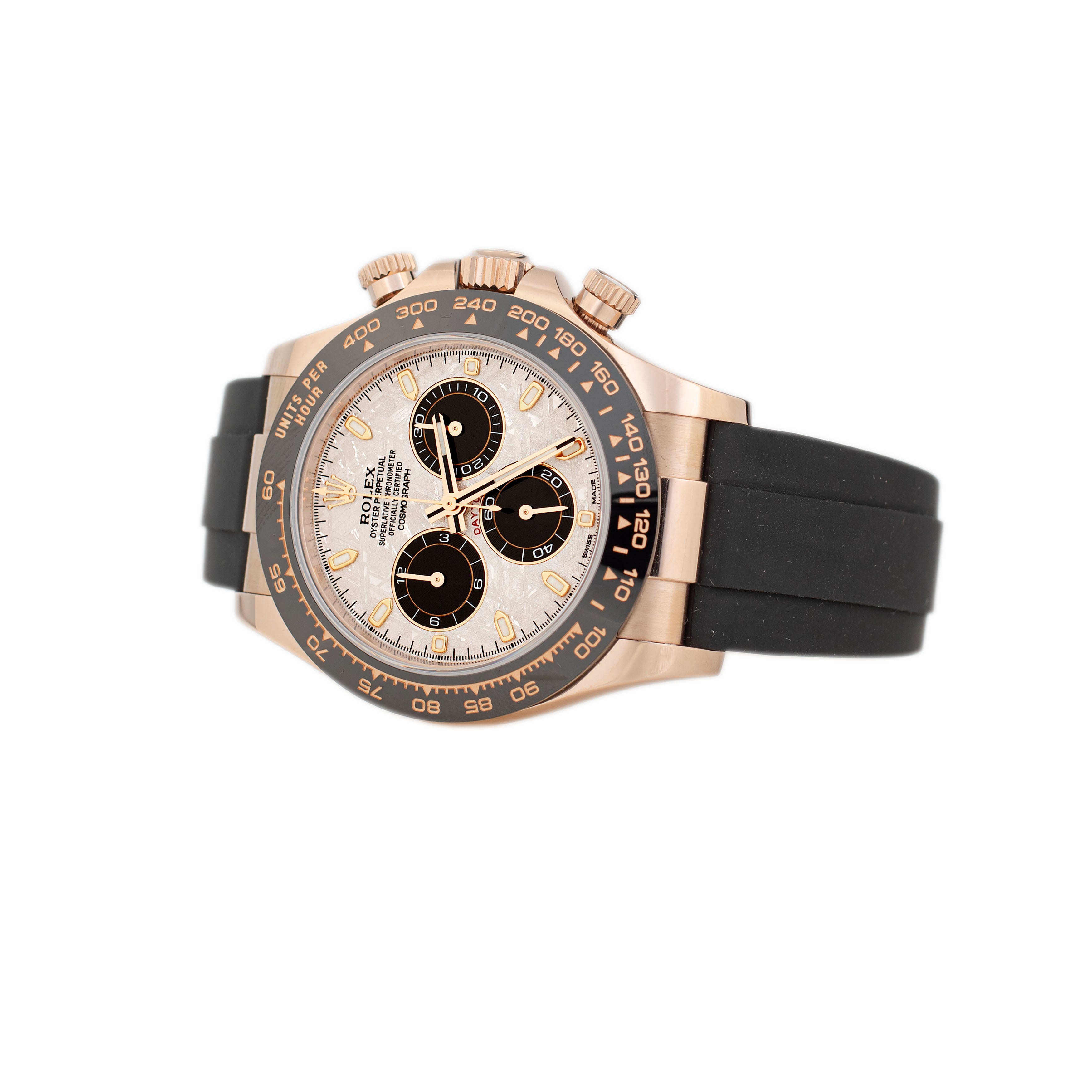 Rolex Cosmograph Daytona Rose Gold Meteorite Dial Oysterflex 40mm 116515LN Full Set