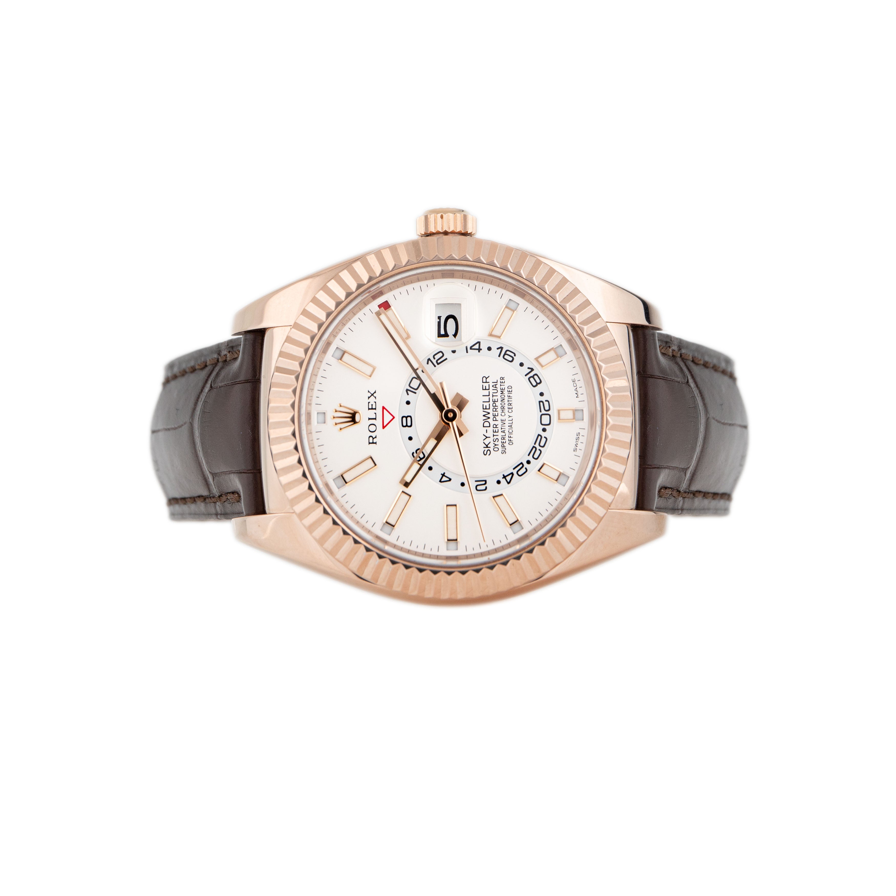 Rolex Sky-Dweller Rose Gold White Dial 42mm 326135 Full Set