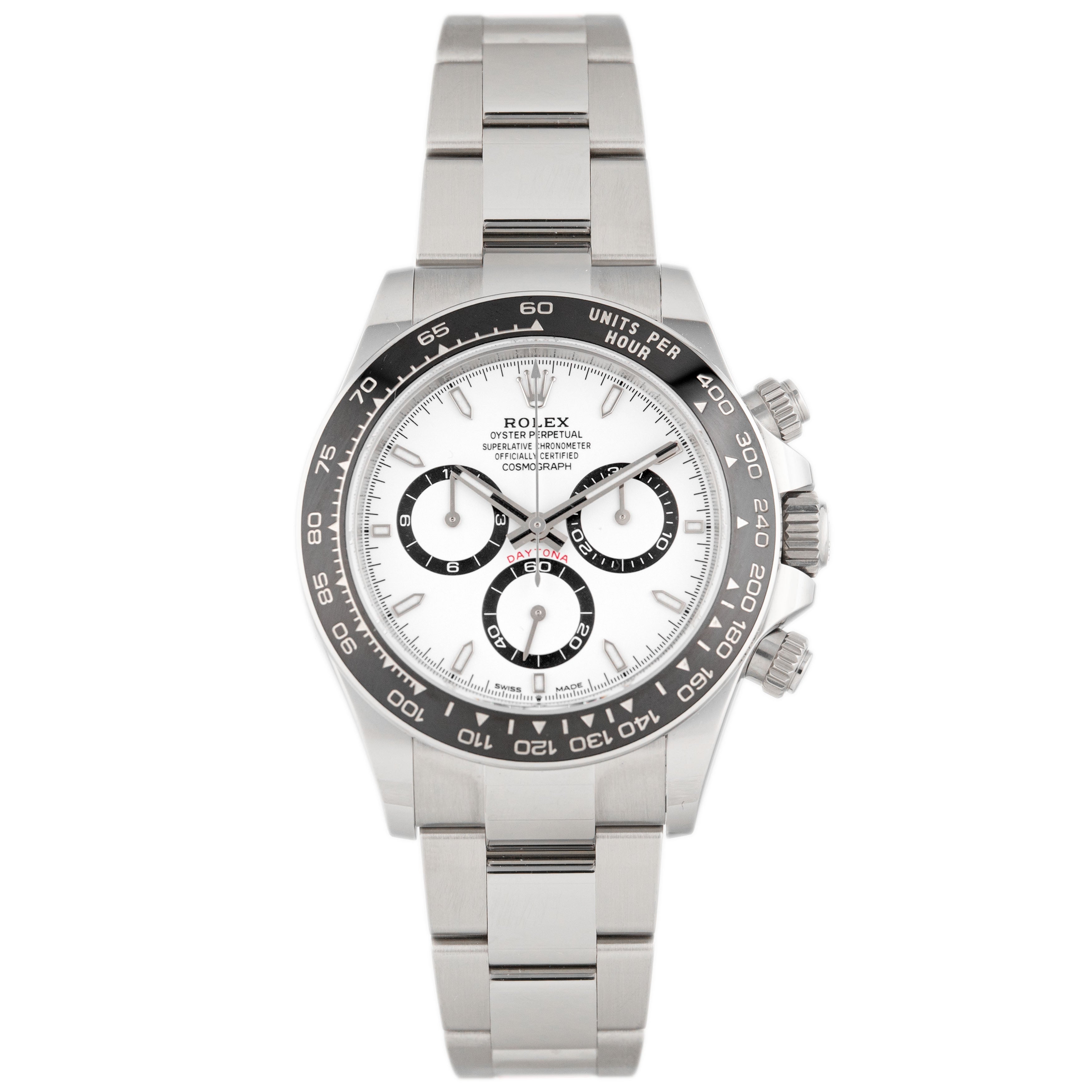 Rolex Cosmograph Daytona Panda Stainless Steel White Dial 40mm 126500 Full Set