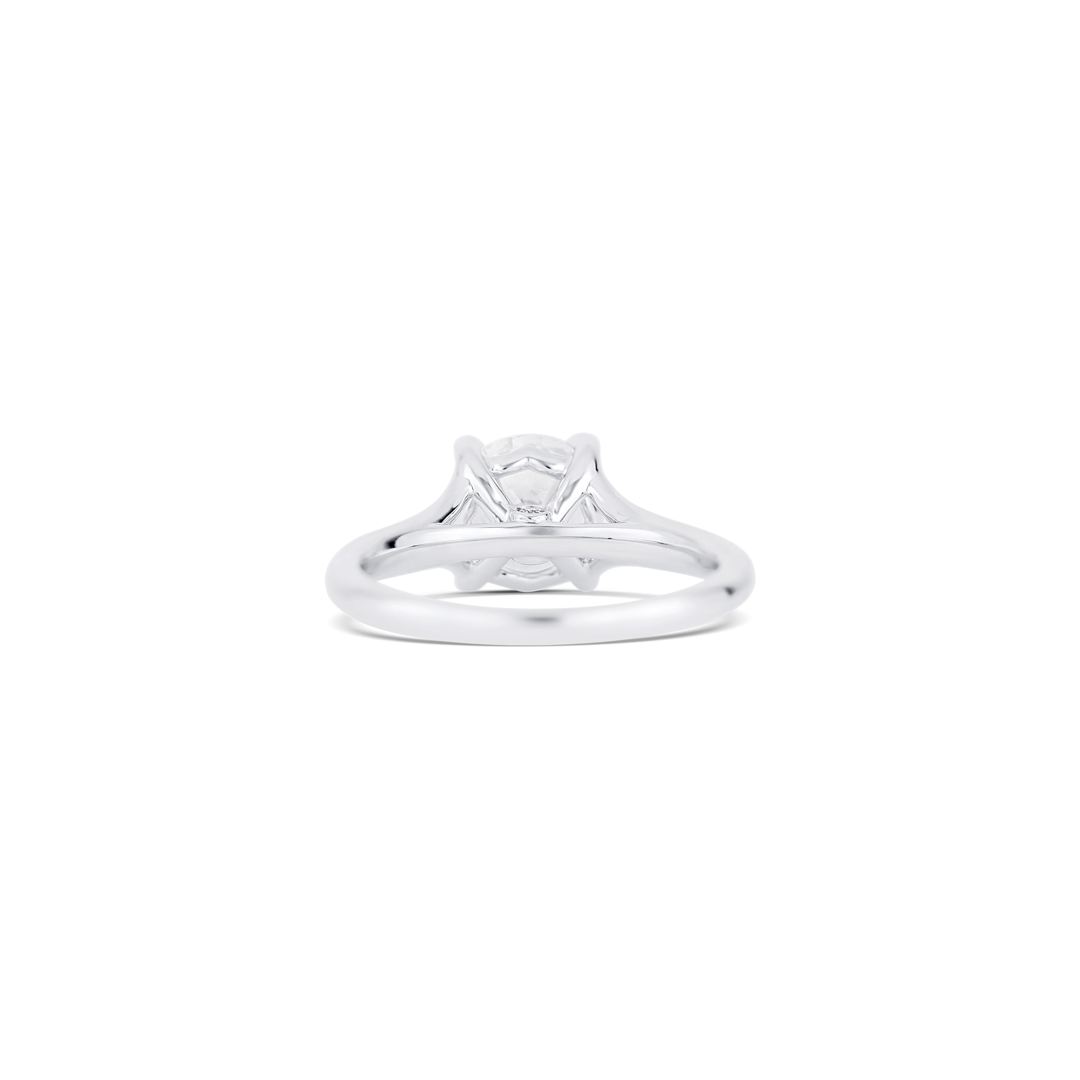 14K White Gold Round Solitaire With Delicate Split Band Engagement Ring Setting