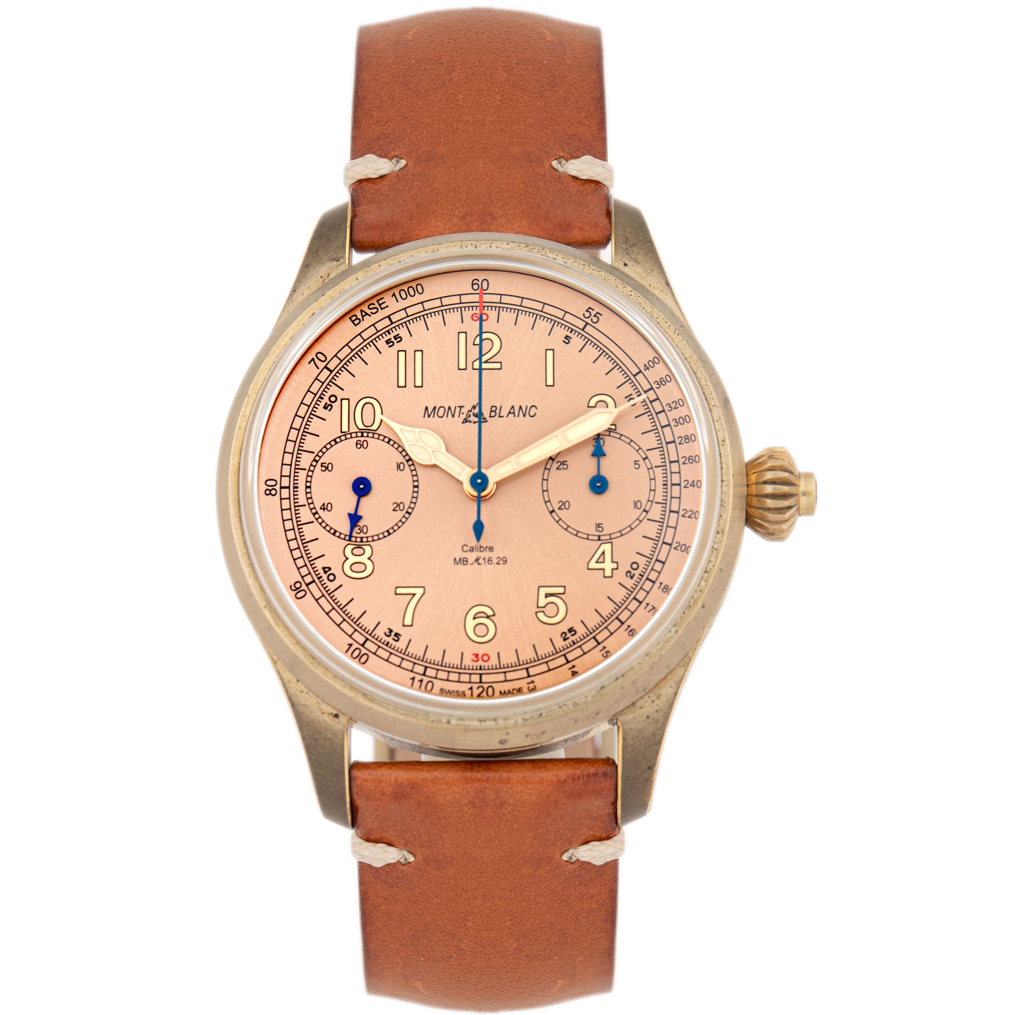 Montblanc 1858 Minerva Monopusher Chronograph Bronze Salmon Dial 44mm 117064 Full Set