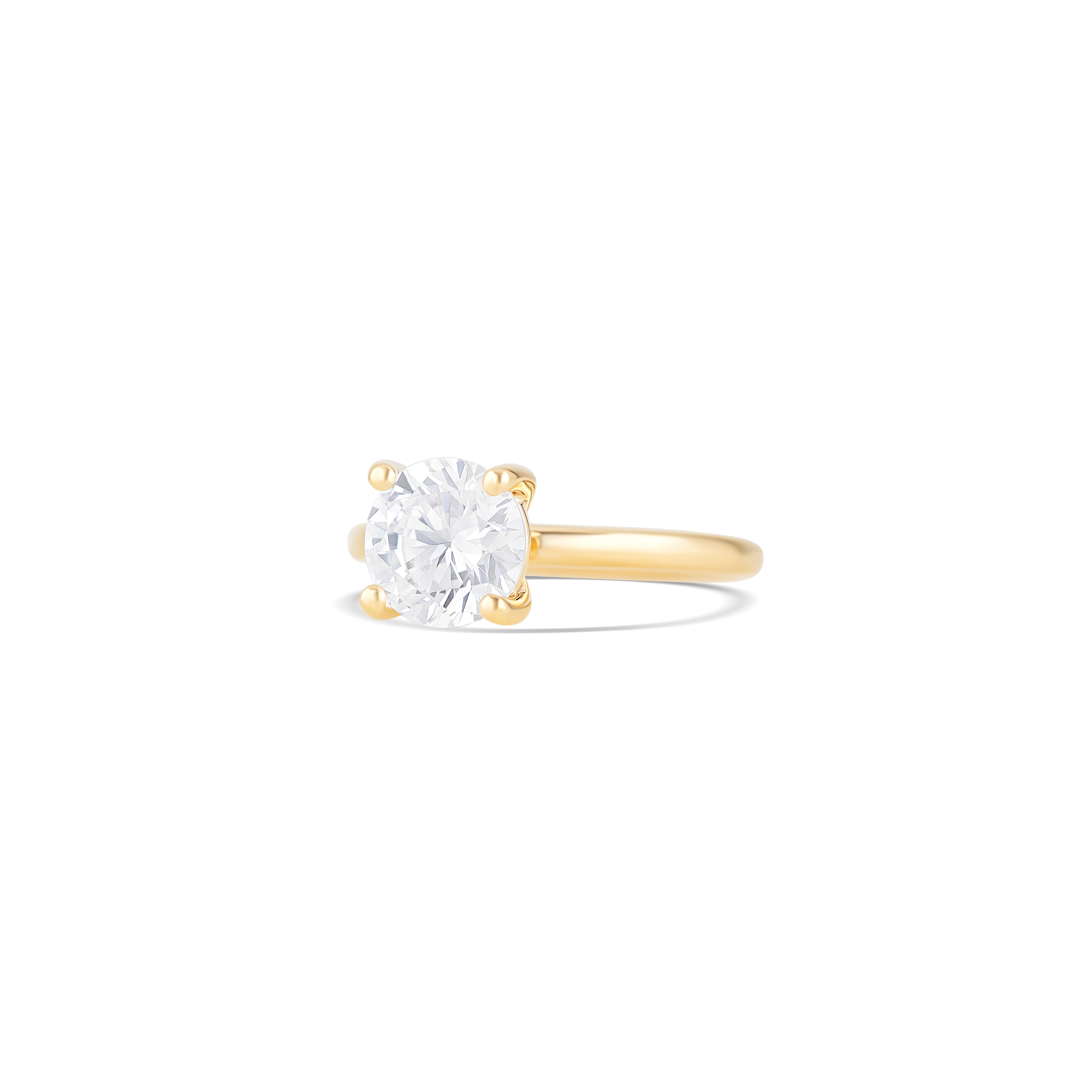 14K Yellow Gold Classic Round Solitaire Engagement Ring Setting