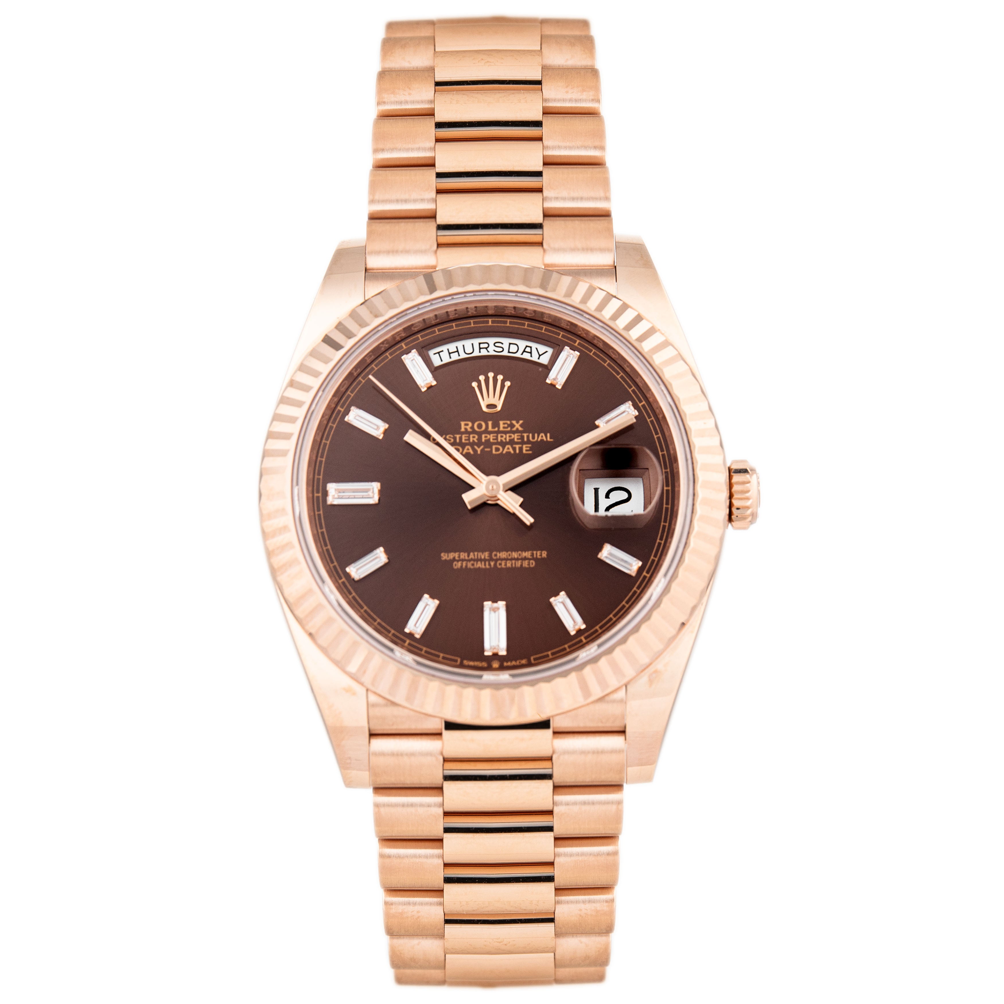 Rolex Day-Date 40 President Rose Gold Olive Green Dial 40mm 228235 Full Set