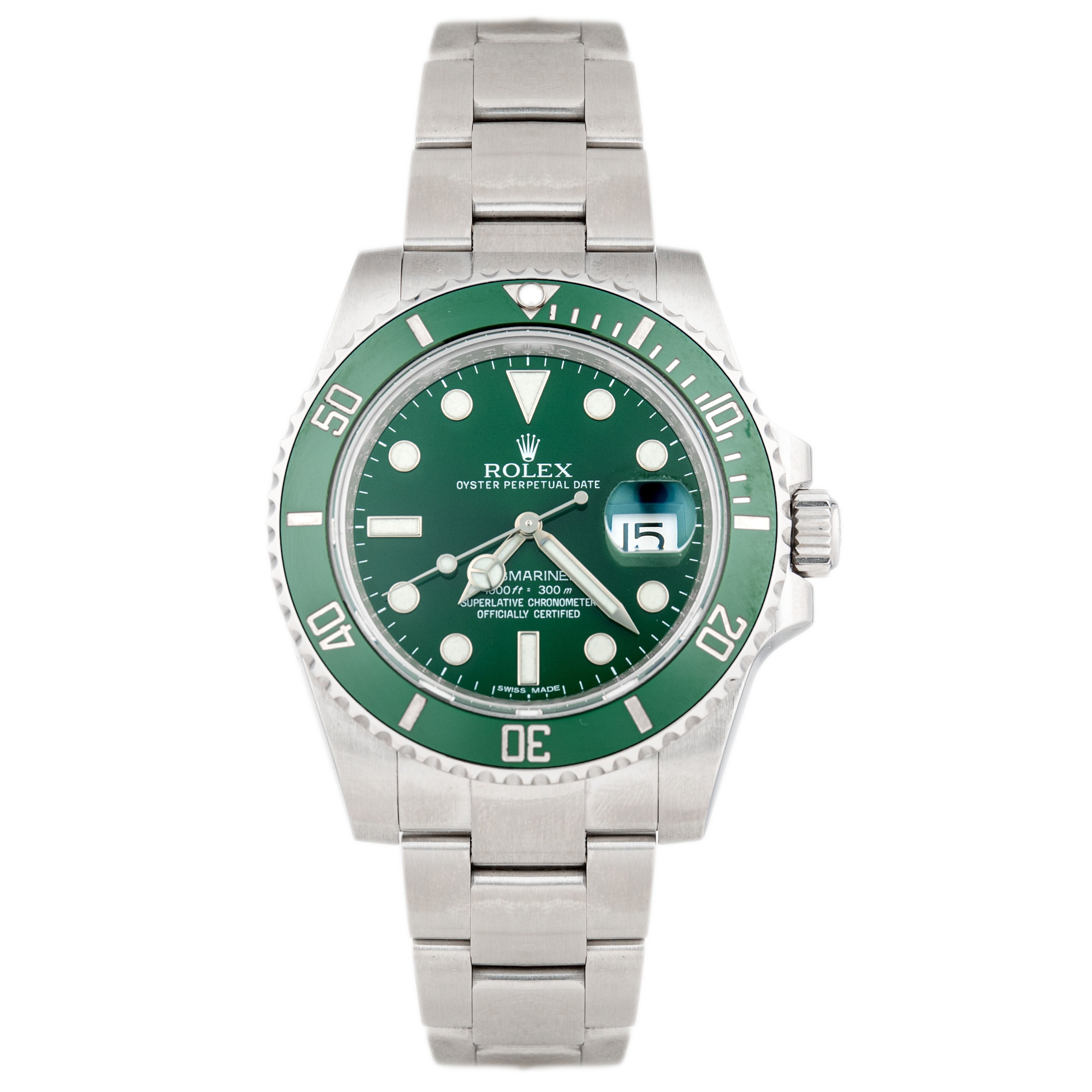Rolex Submariner Date Hulk Stainless Steel Green Dial 40mm 116610LV Full Set