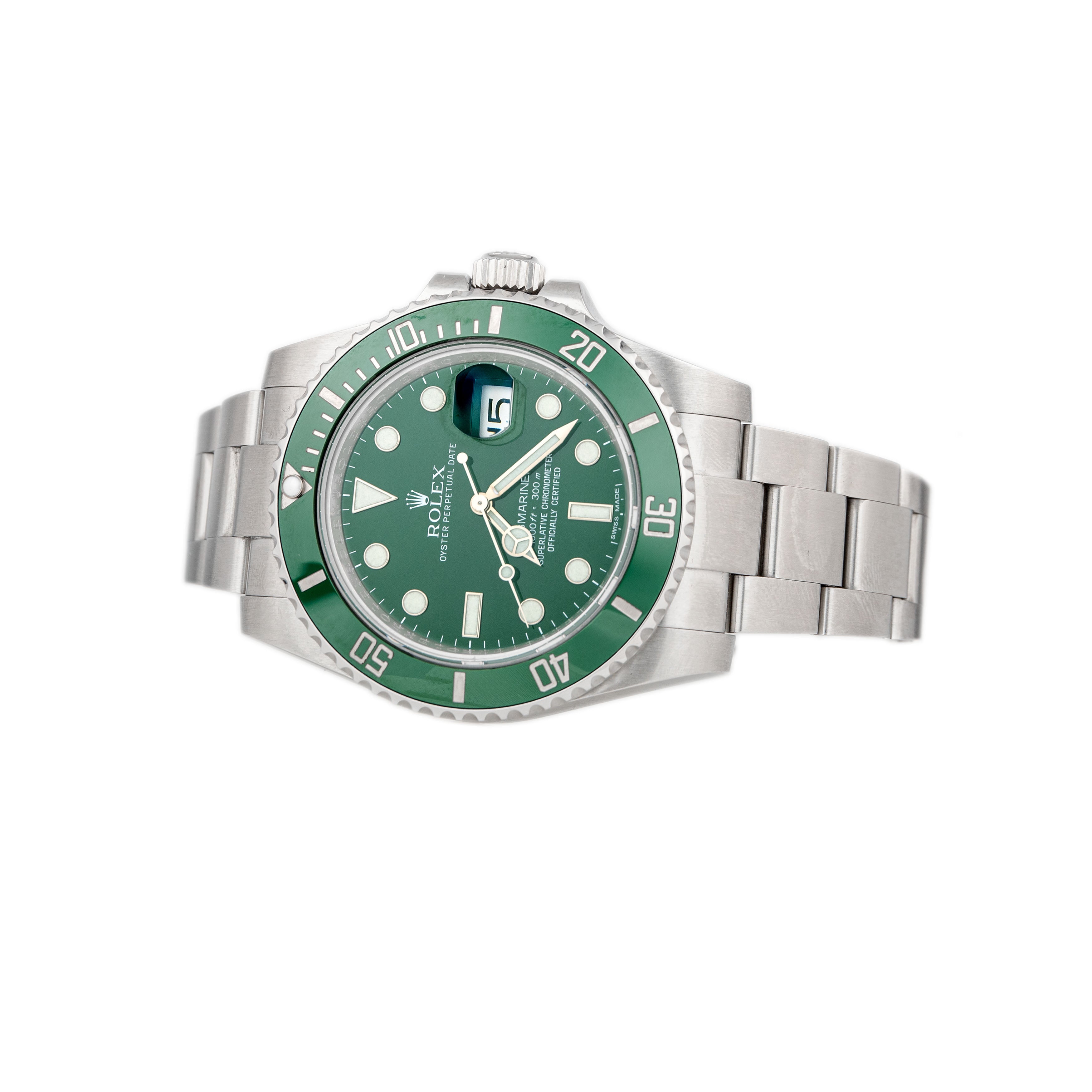 Rolex Submariner Date Hulk Stainless Steel Green Dial 40mm 116610LV Full Set