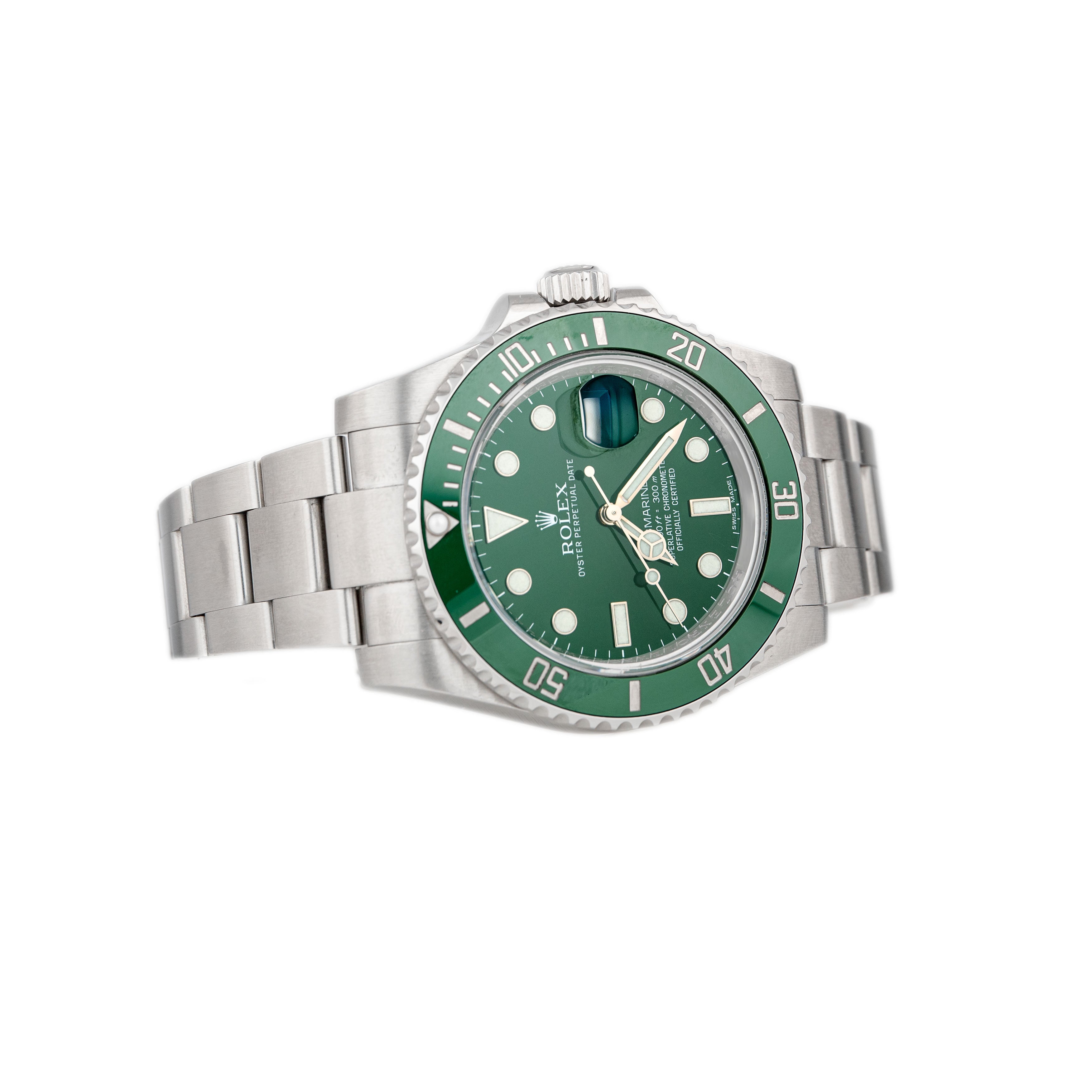 Rolex Submariner Date Hulk Stainless Steel Green Dial 40mm 116610LV Full Set