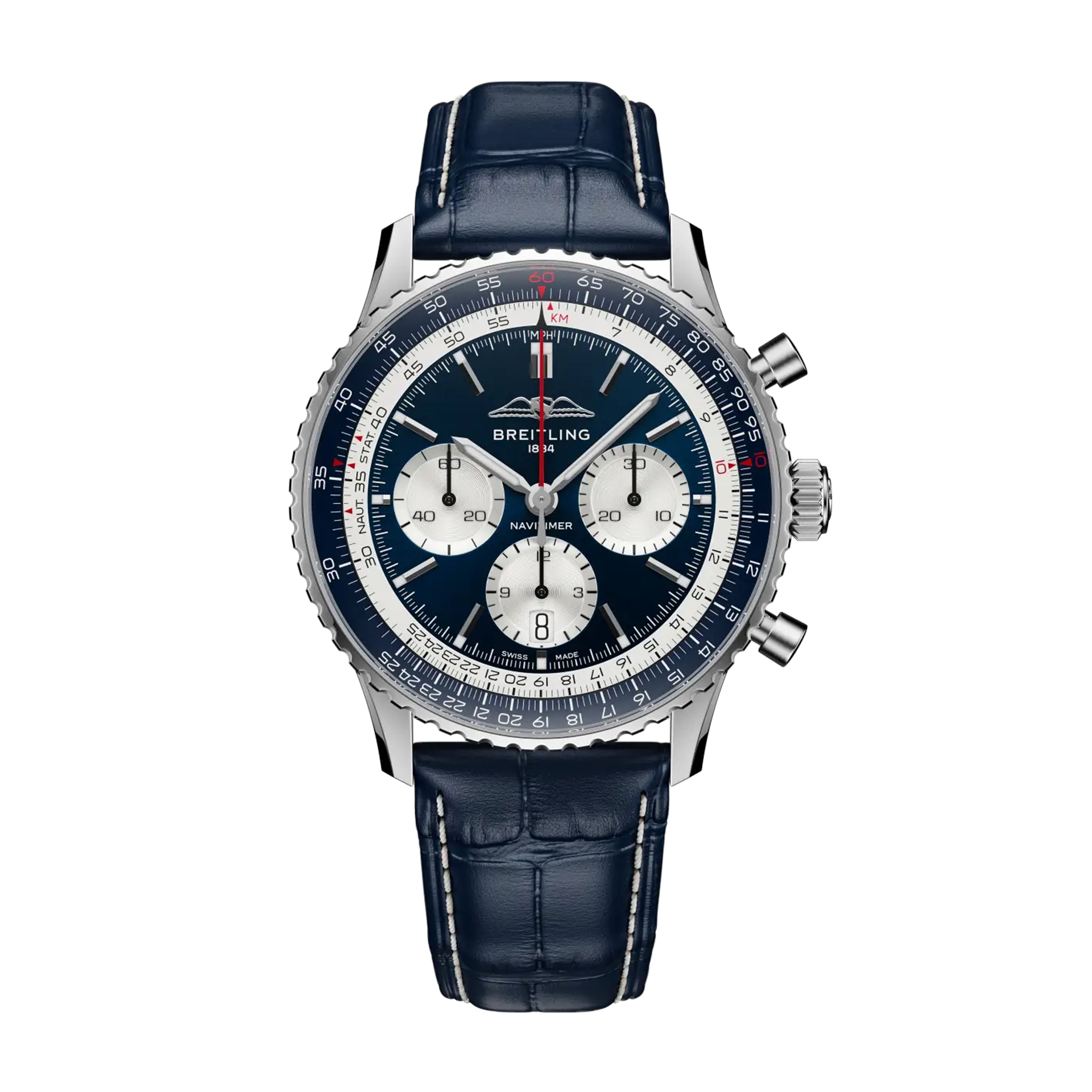 Breitling Navitimer B01 Chronograph 43 Tribute to Concorde Watch, 43mm Blue Dial, ab01389c1c1p1