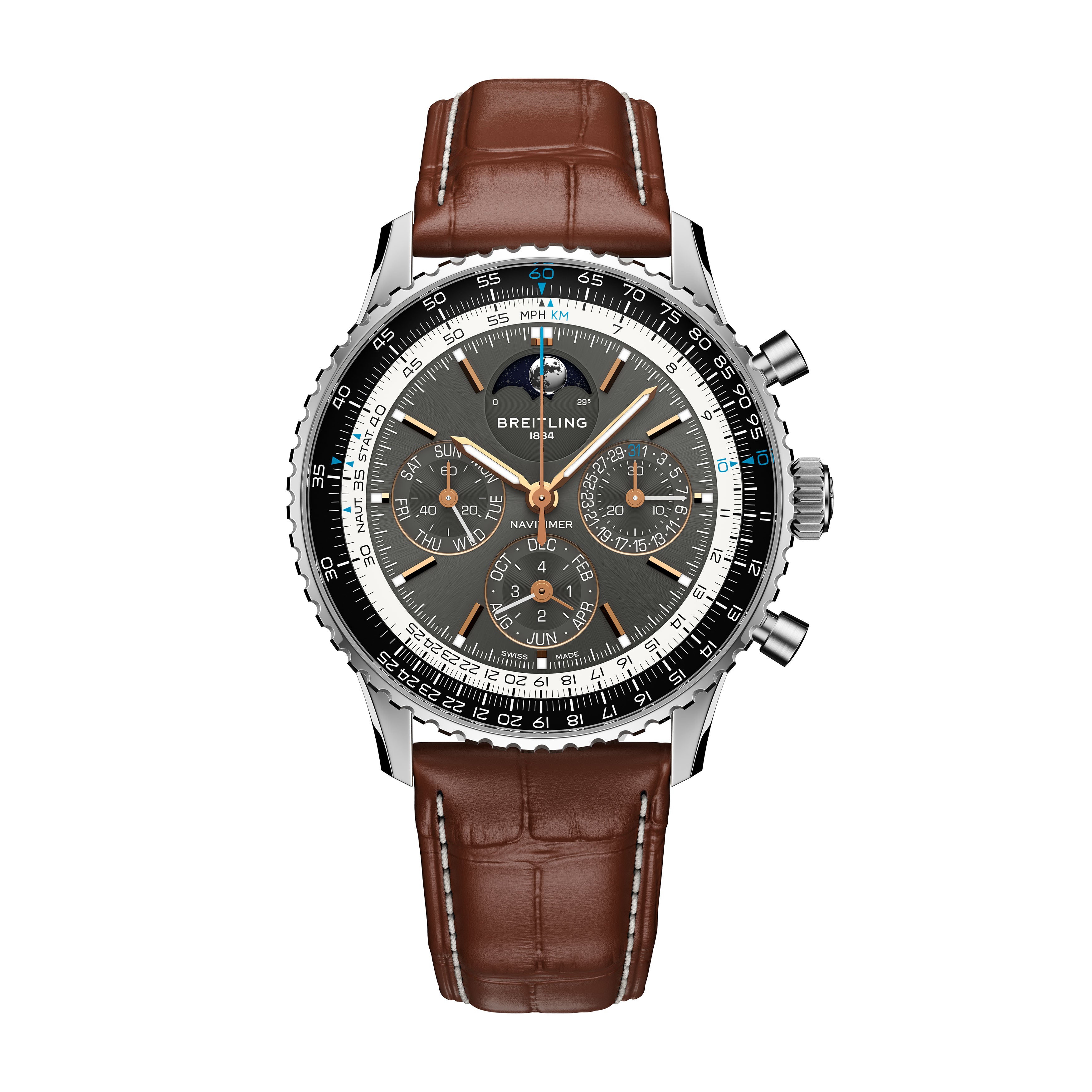 Breitling Navitimer B19 Chronograph 43 Perpetual Calendar Watch, 43mm gray Dial, pb1921251b1p1