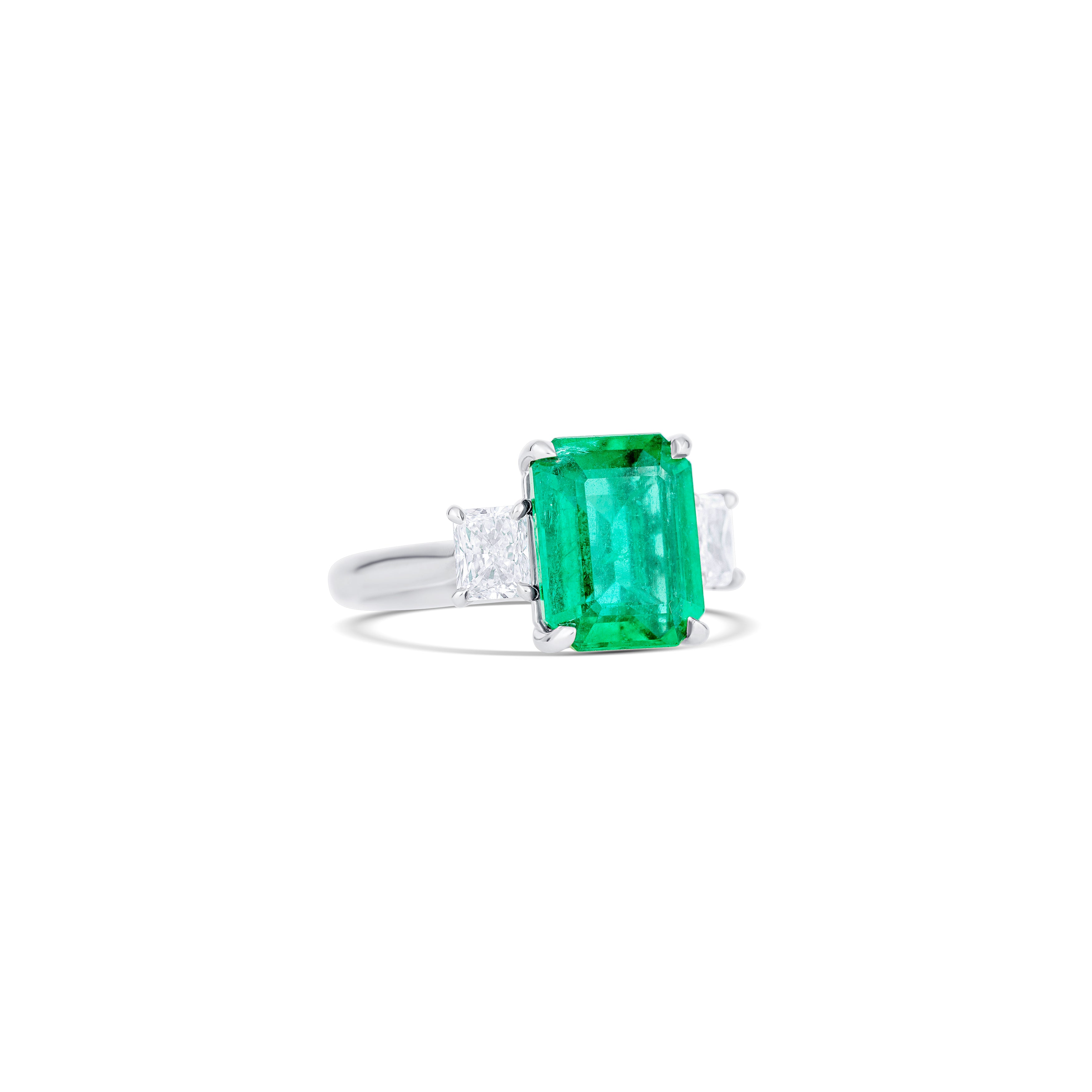 Platinum Emerald And Diamond Ring