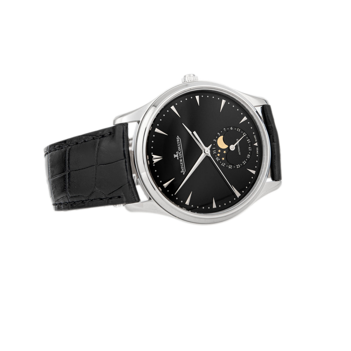 Jaeger-LeCoultre Master Ultra Thin Moon Stainless Steel Black Dial 39mm Q1368470 Full Set