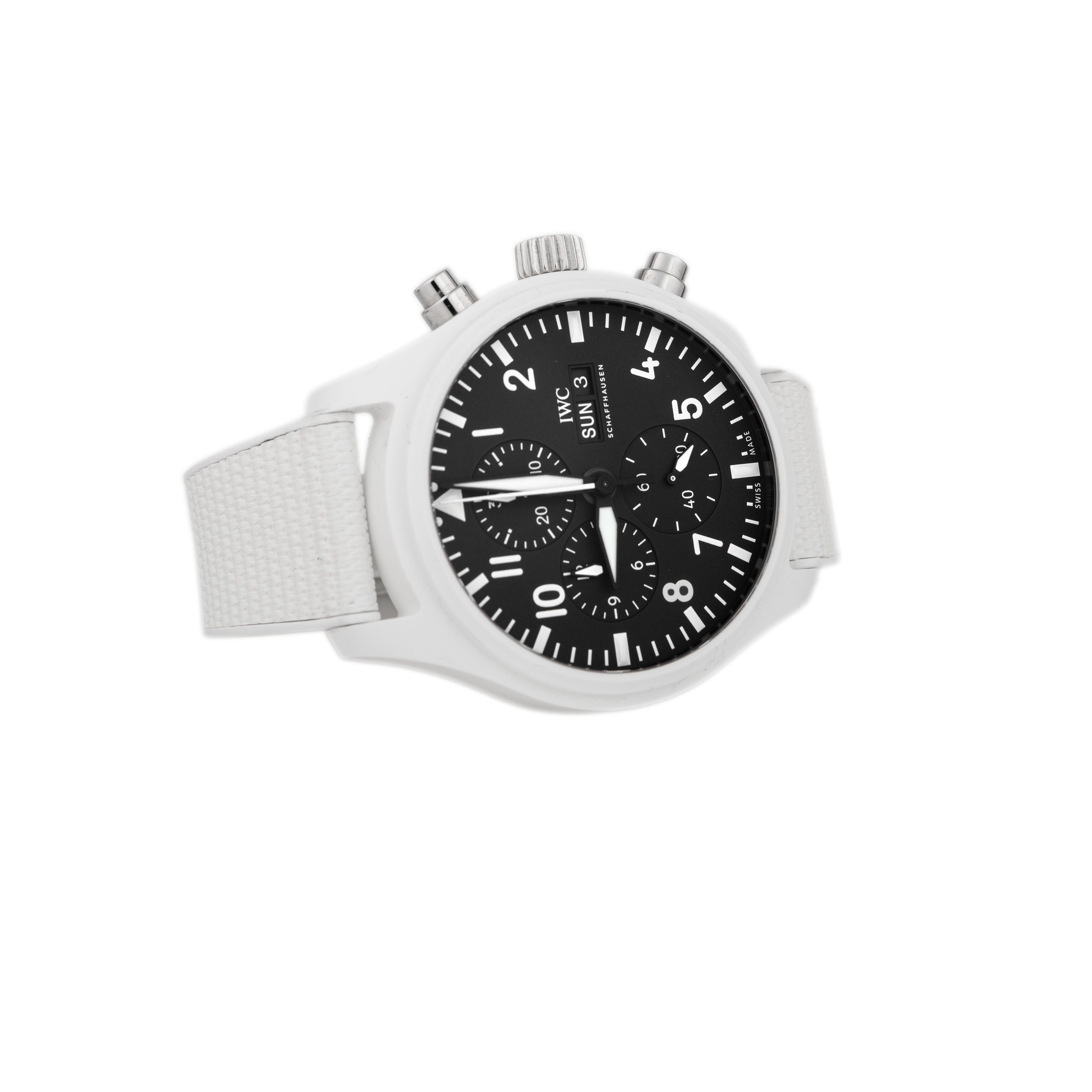 IWC Pilot's Watch Chronograph Top Gun Lake Tahoe Ceramic Black Dial 44mm IW389105 Full Set