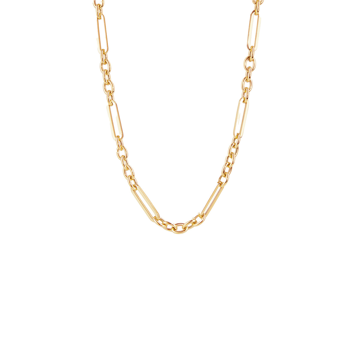 Syna Jewels 18k Yellow Gold Elemental Alternating Paperclip and Cable ...