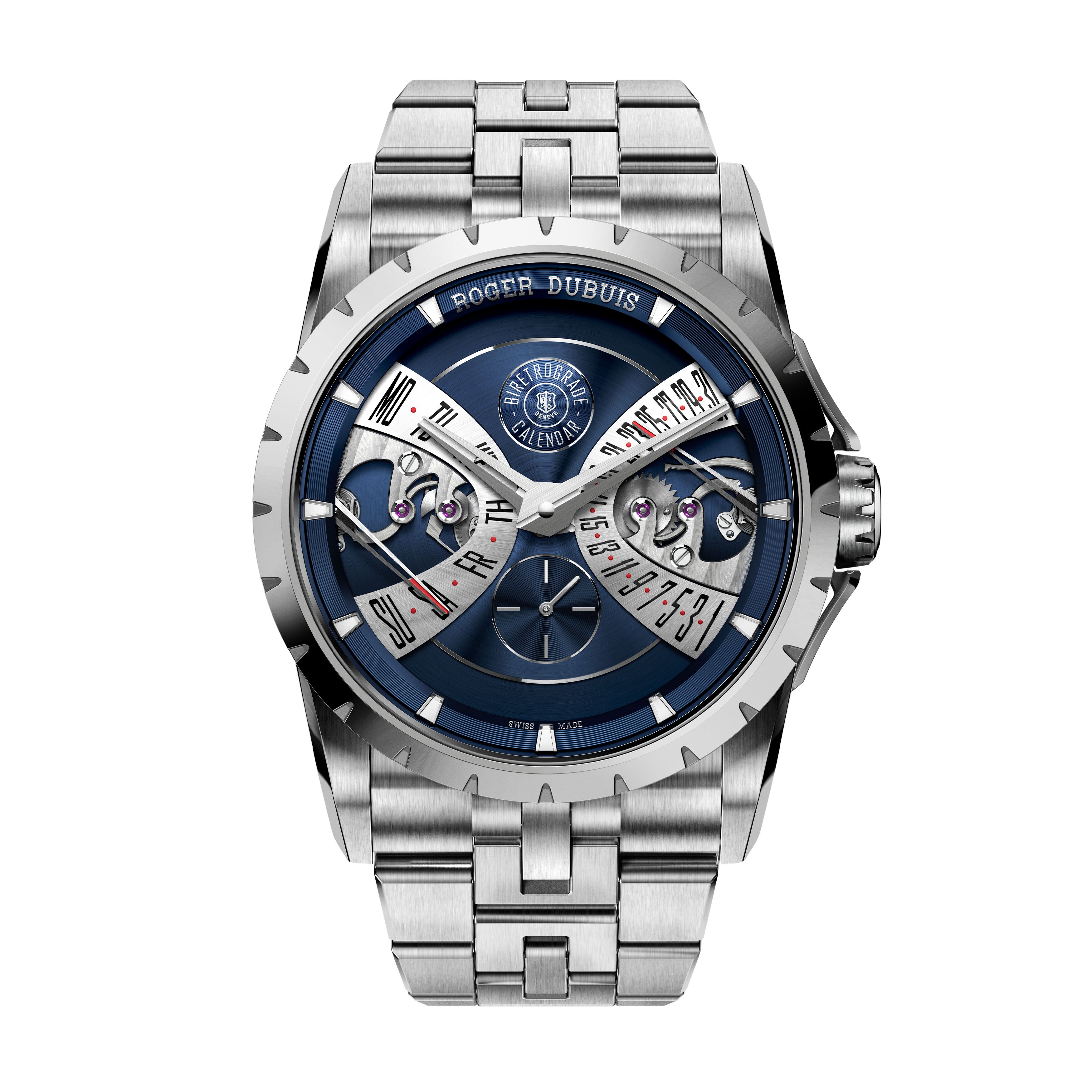 Roger Dubuis Excalibur BiRetrograde Calendar Watch, 40mm Blue Dial, DBEX1209