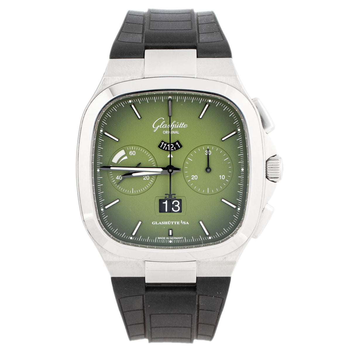 Glashutte Original Seventies Chronograph Stainless Steel Green Dial 40x40mm 1-37-02-09-02-63 Full Set
