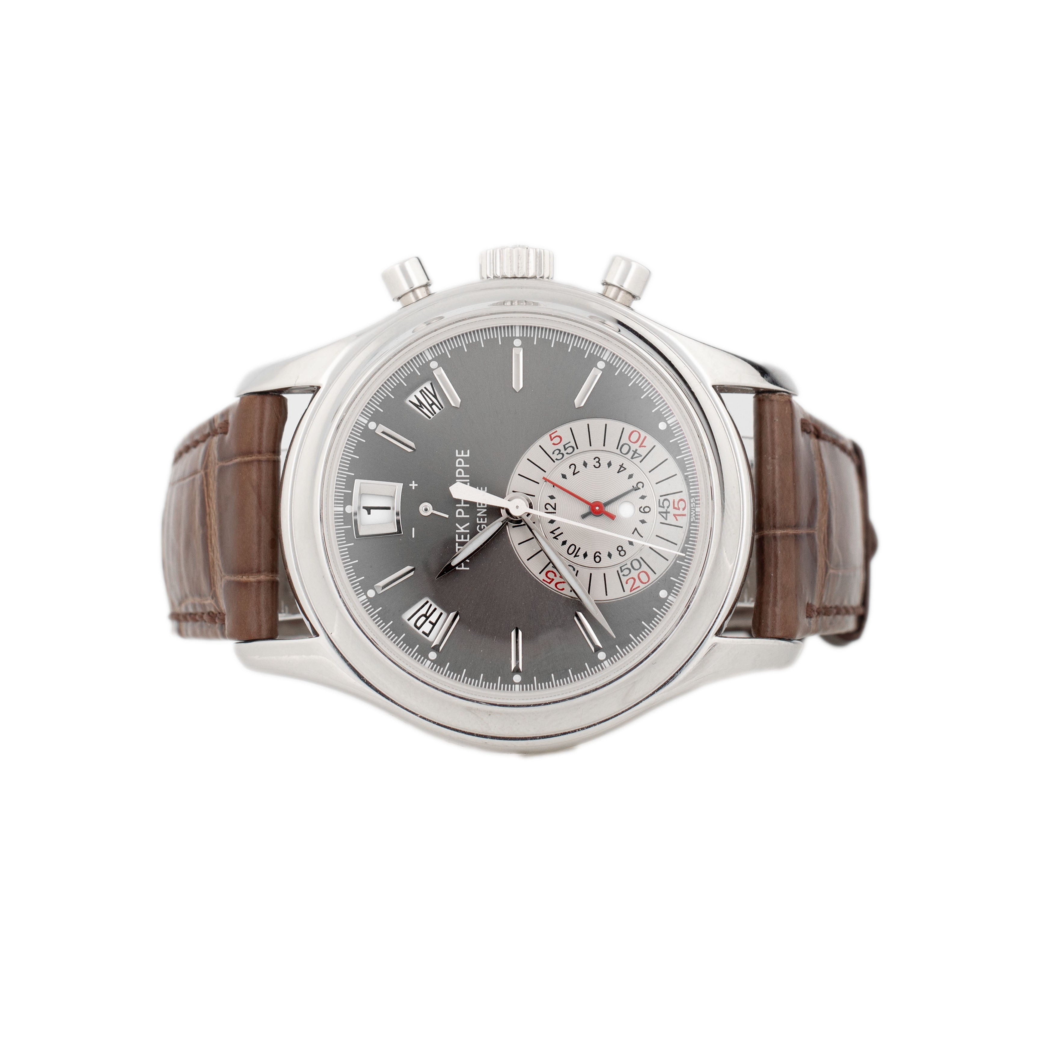 Patek Philippe Complications Annual Calendar Chronograph Platinum Gray Dial 40mm 5960P-001