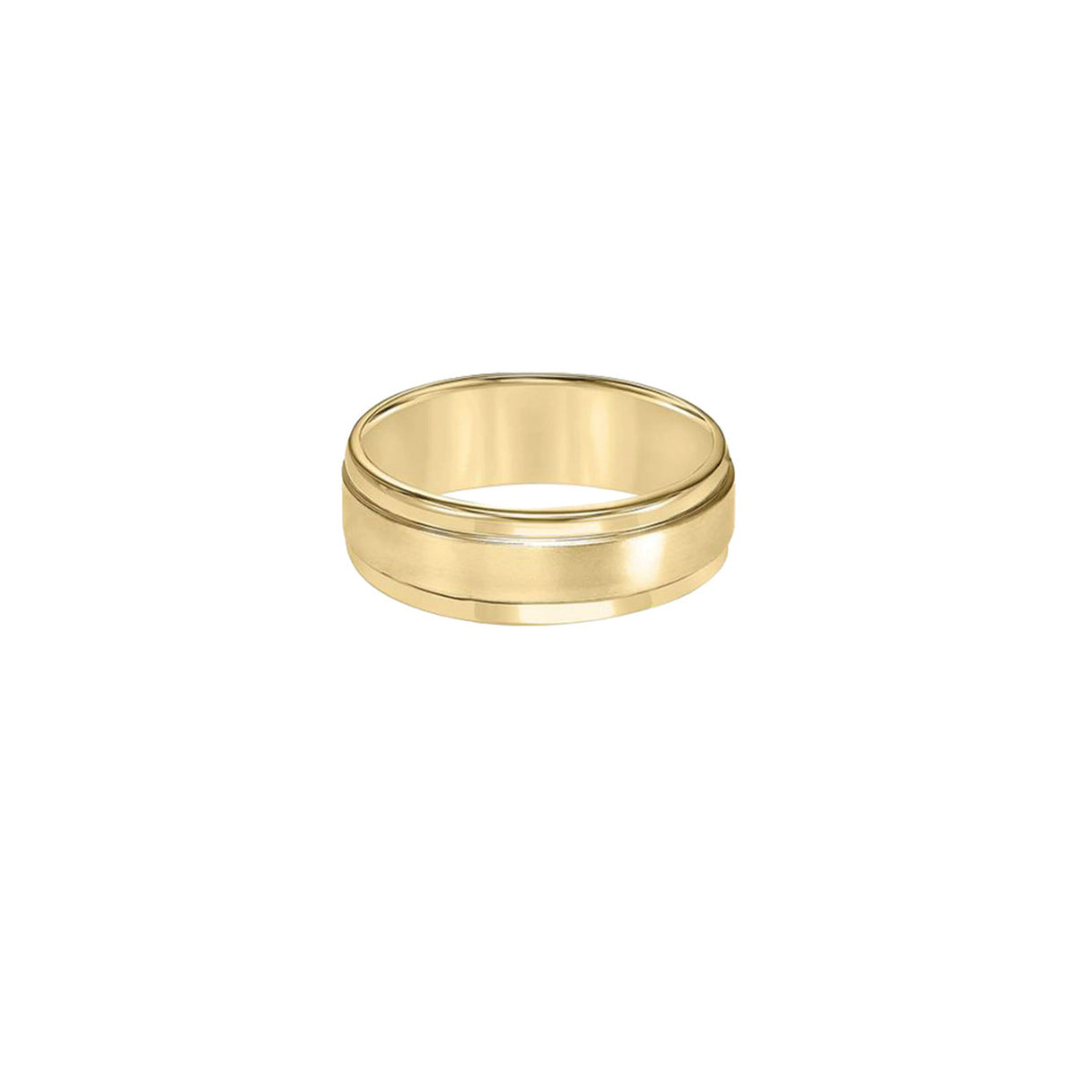 14K White Gold Satin Finish Round Edge Wedding Band 6mm