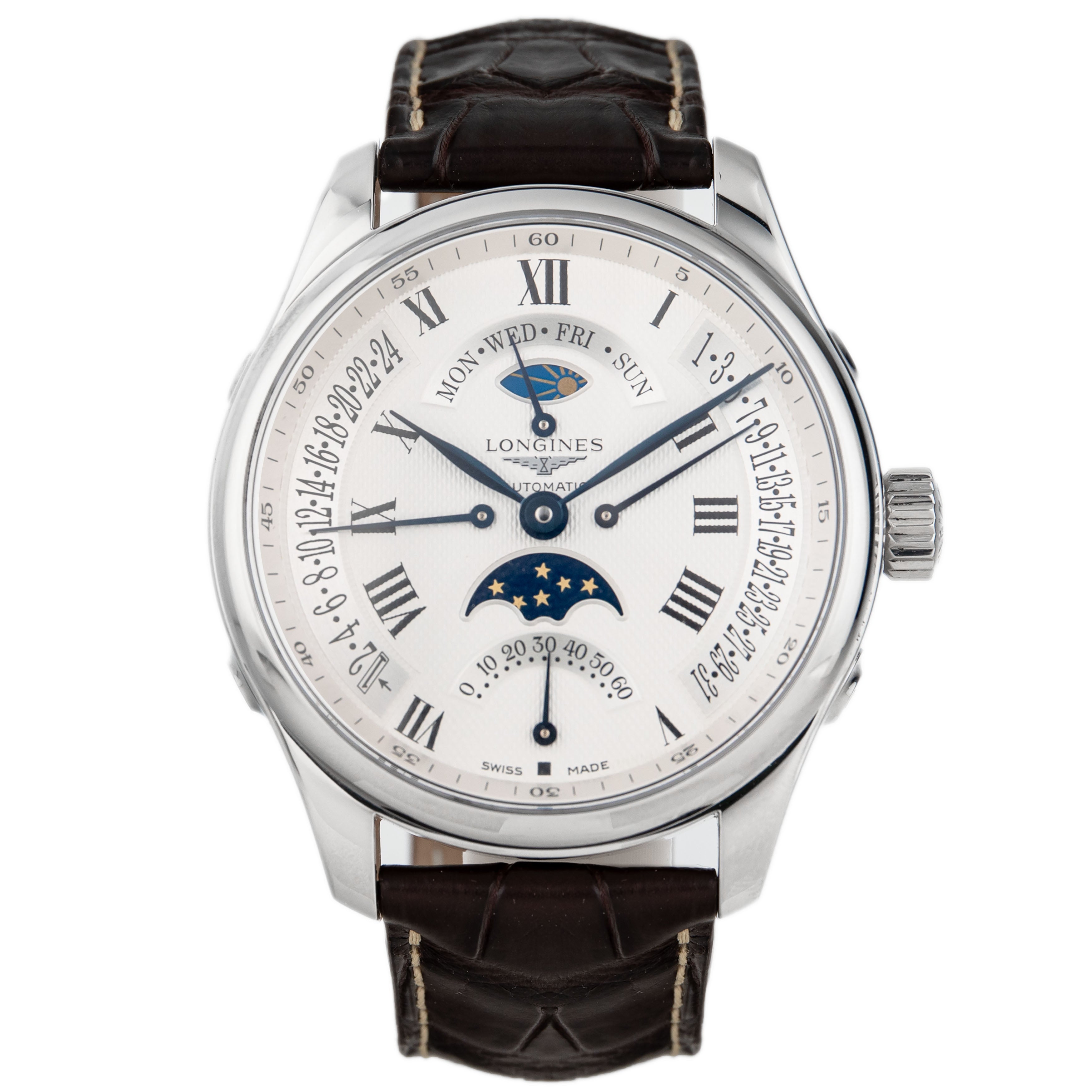 Longines Master Collection Retrograde Seconds Stainless Steel Silver Dial 44mm L2.739.4.71.3 Full Set