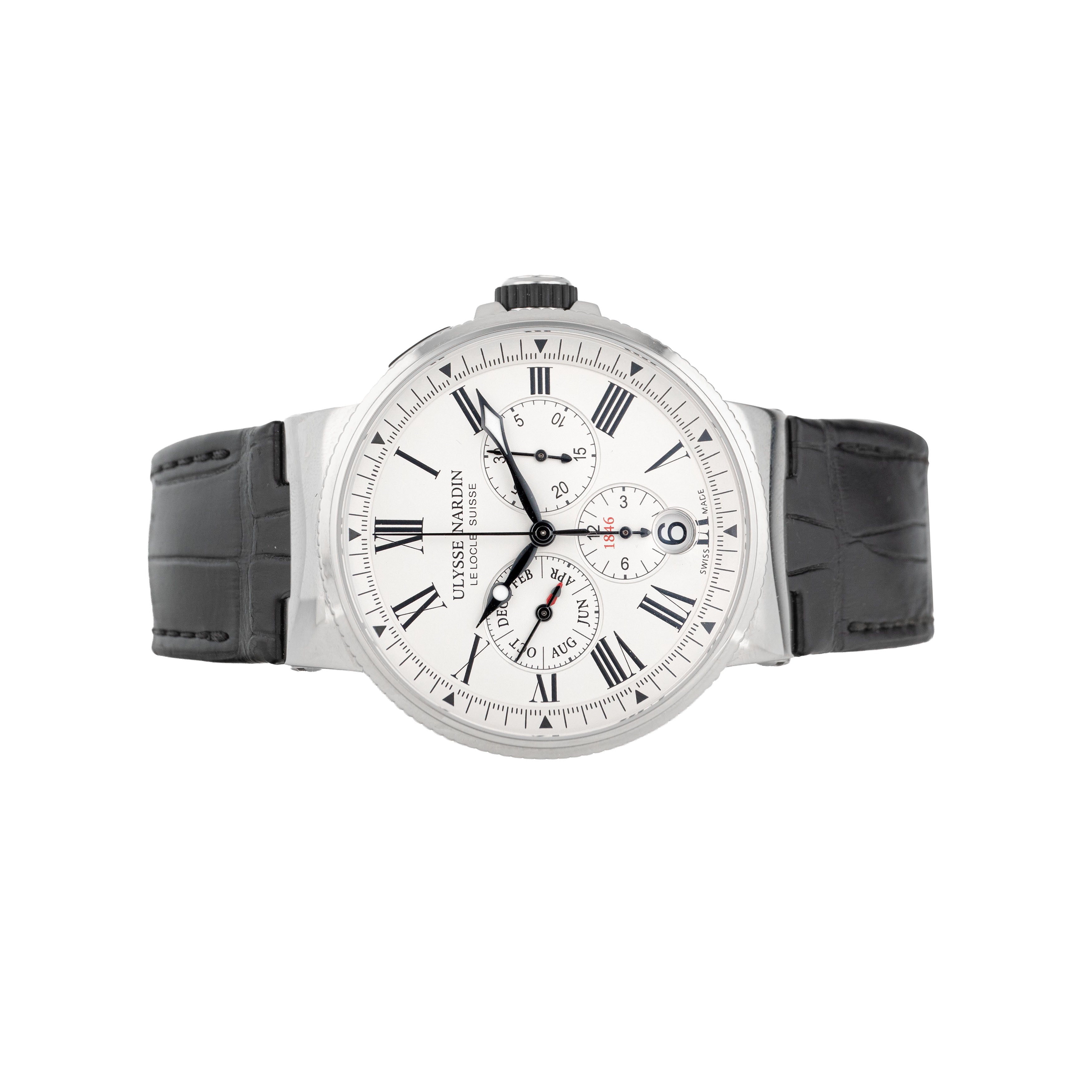 Ulysse Nardin Marine Chronograph Annual Calendar Stainless Steel White Dial 43mm 1533-150/40 Full Set