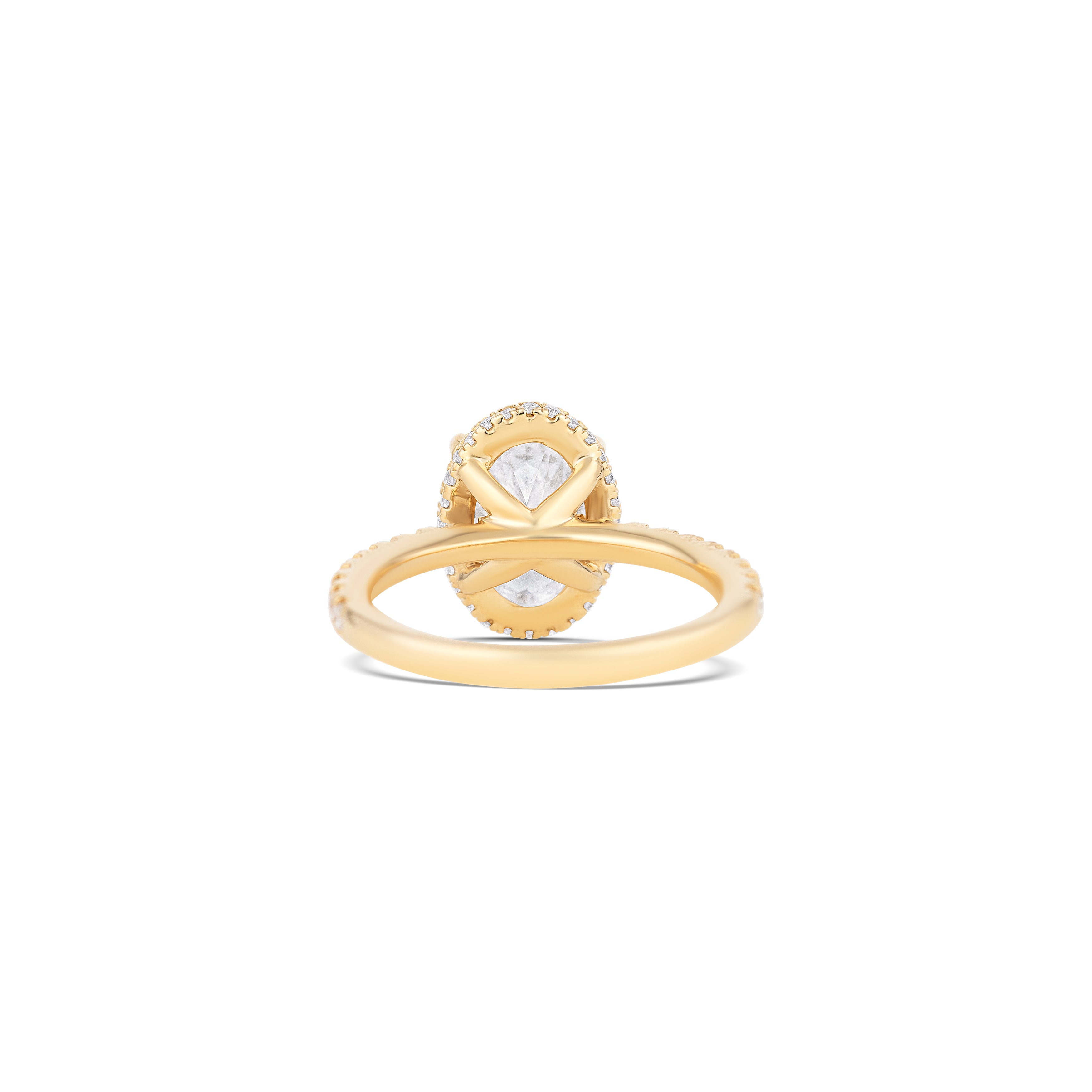 14K Yellow Gold Lab Grown Oval Diamond Pave Halo Engagement Ring