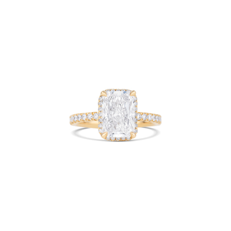 14K Yellow Gold Lab Grown Radiant Diamond Pave Halo Engagement Ring