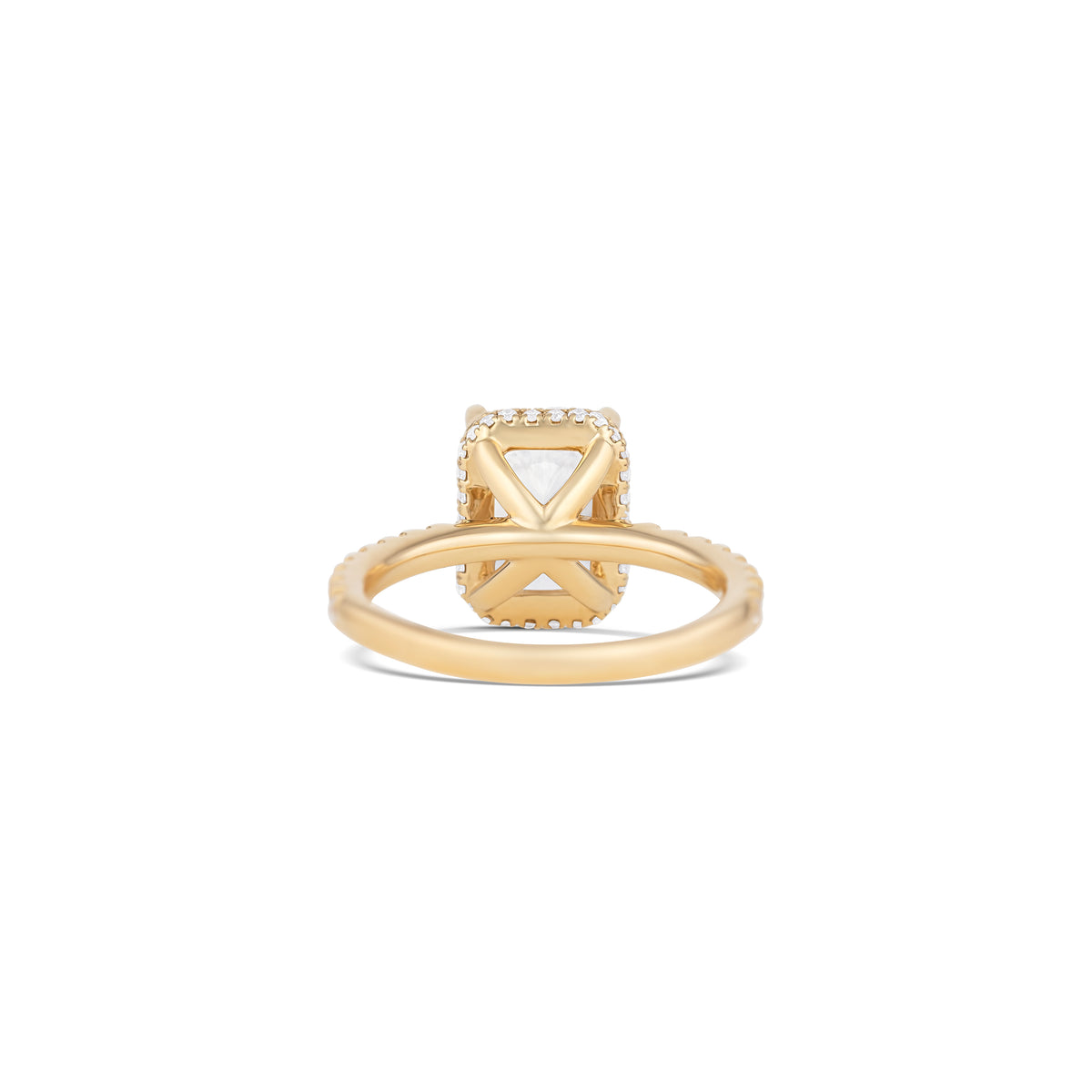 14K Yellow Gold Lab Grown Radiant Diamond Pave Halo Engagement Ring
