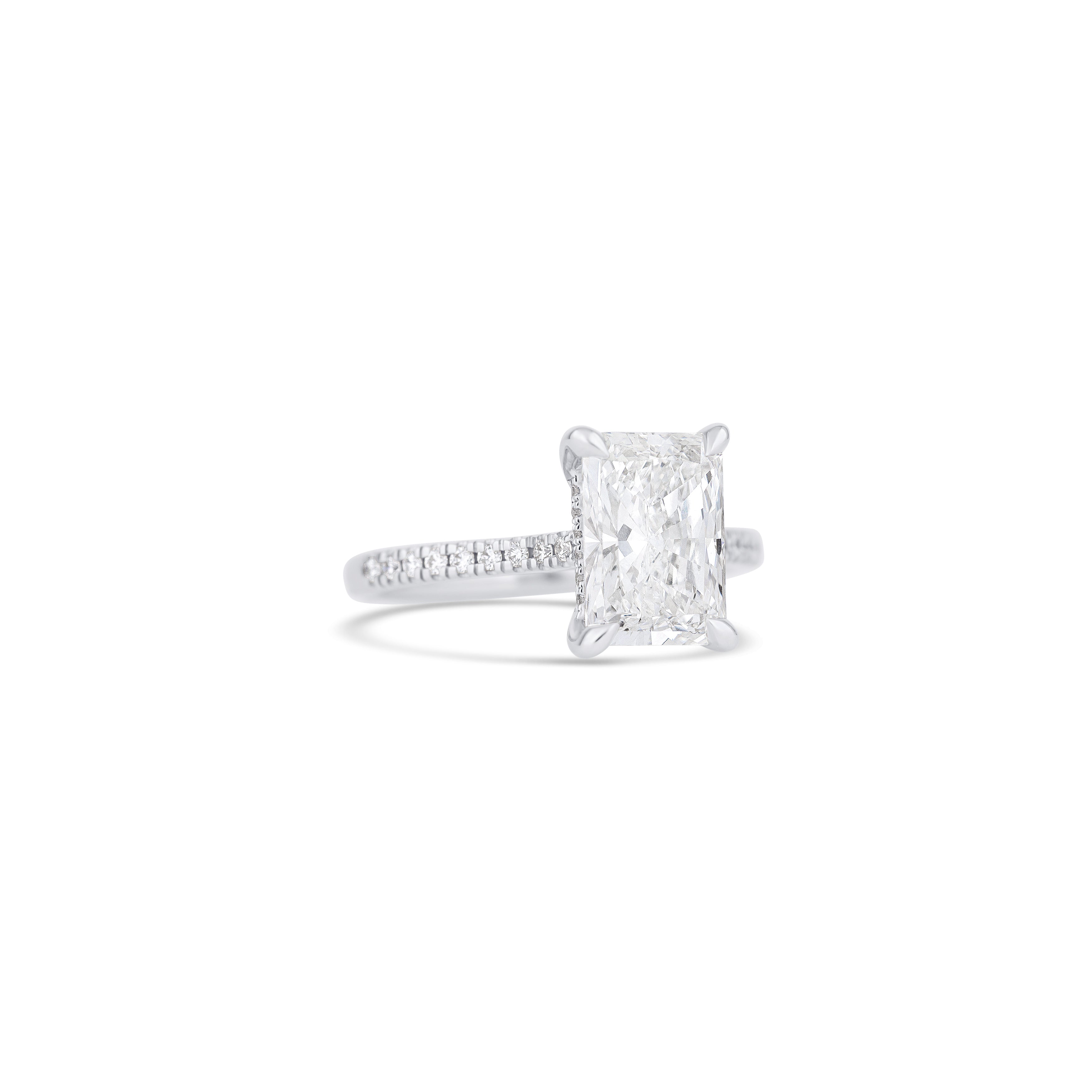 14K White Gold Lab Grown Radiant Diamond Pave Halo Engagement Ring