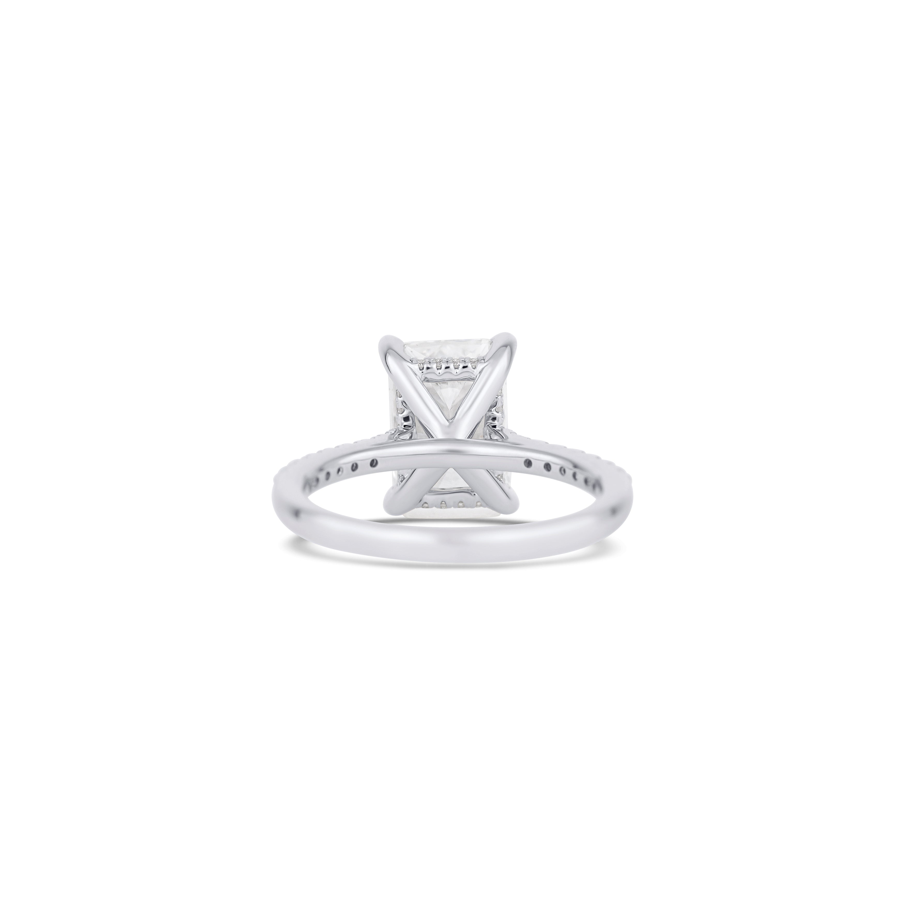 14K White Gold Lab Grown Radiant Diamond Pave Halo Engagement Ring