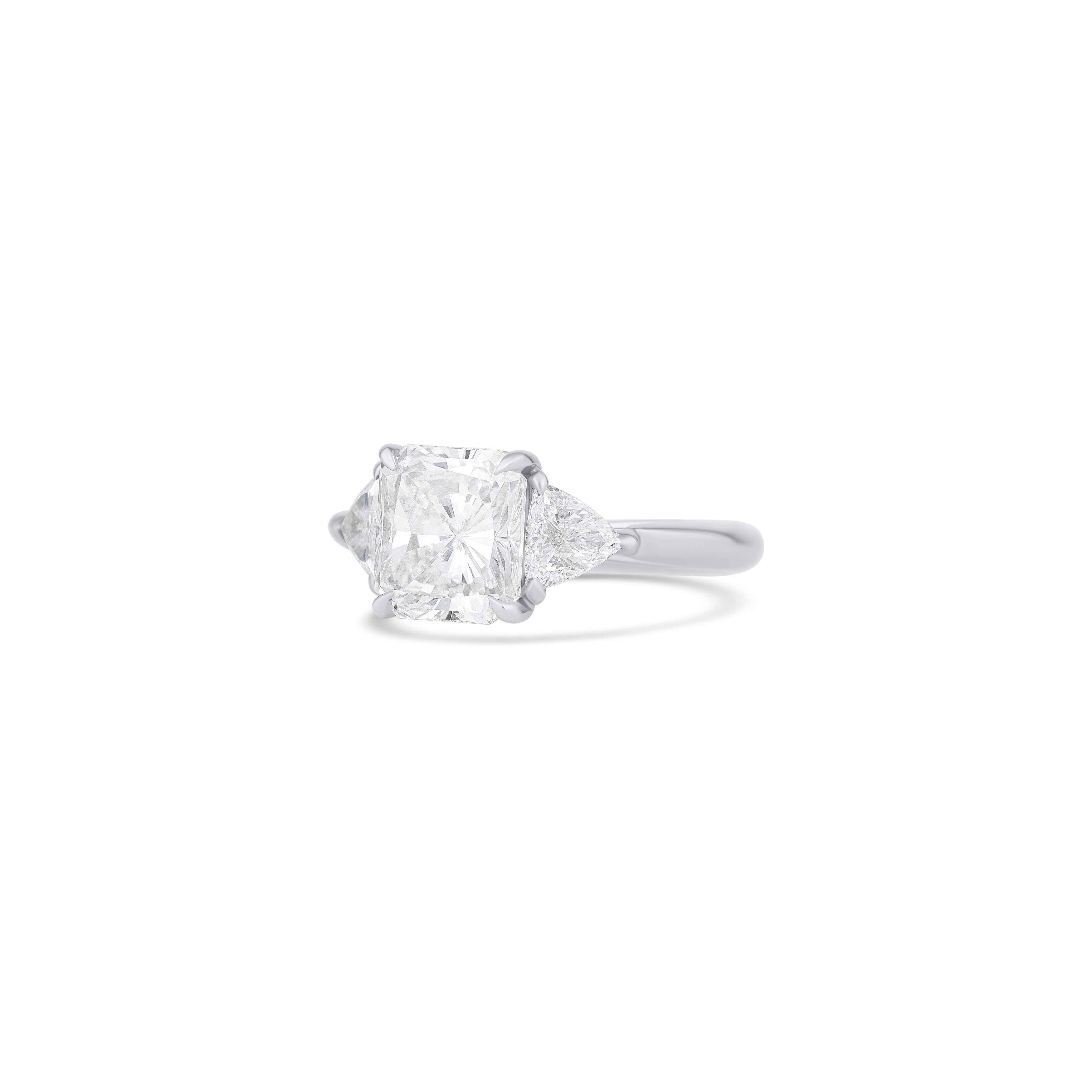 Platinum Radiant Diamond Three Stone Engagement Ring