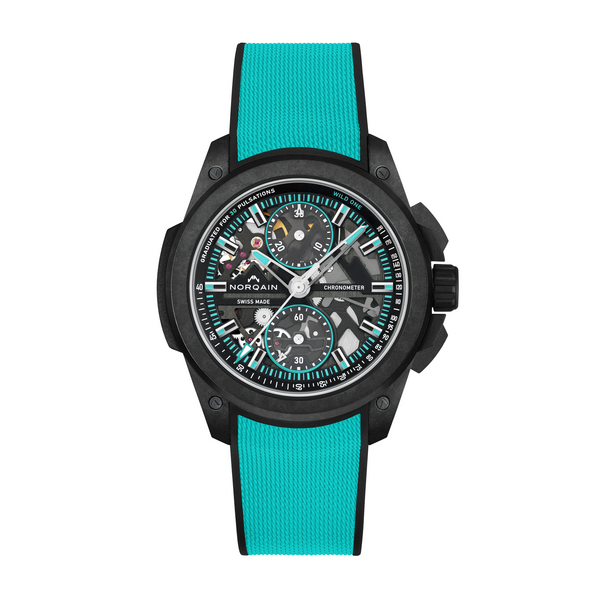 Norqain Independence Wild One Skeleton Chrono Turquoise Watch, 42mm Skeleton Dial, N3002.40Q01.B07.R04
