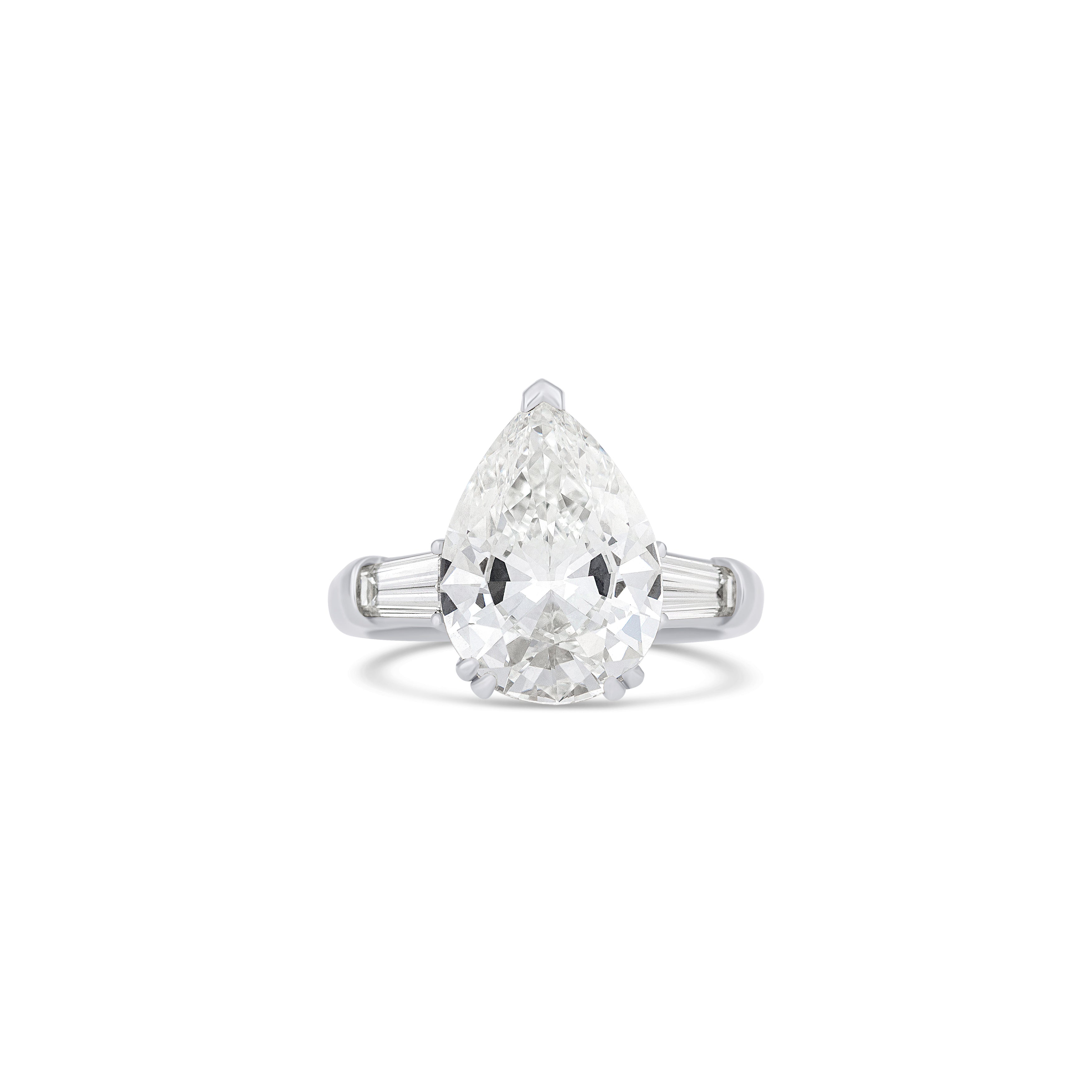 Platinum Pear Diamond Three Stone Engagement Ring