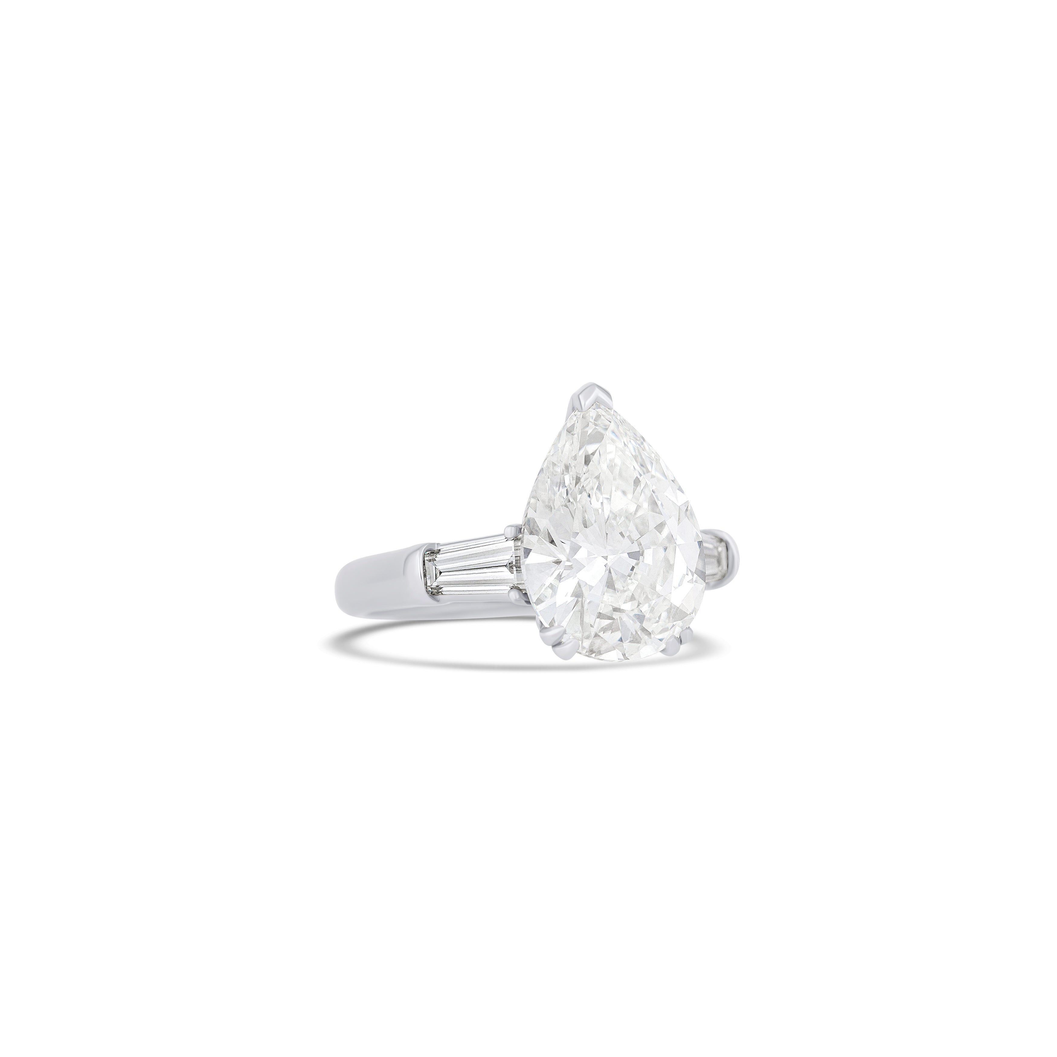 Platinum Pear Diamond Three Stone Engagement Ring