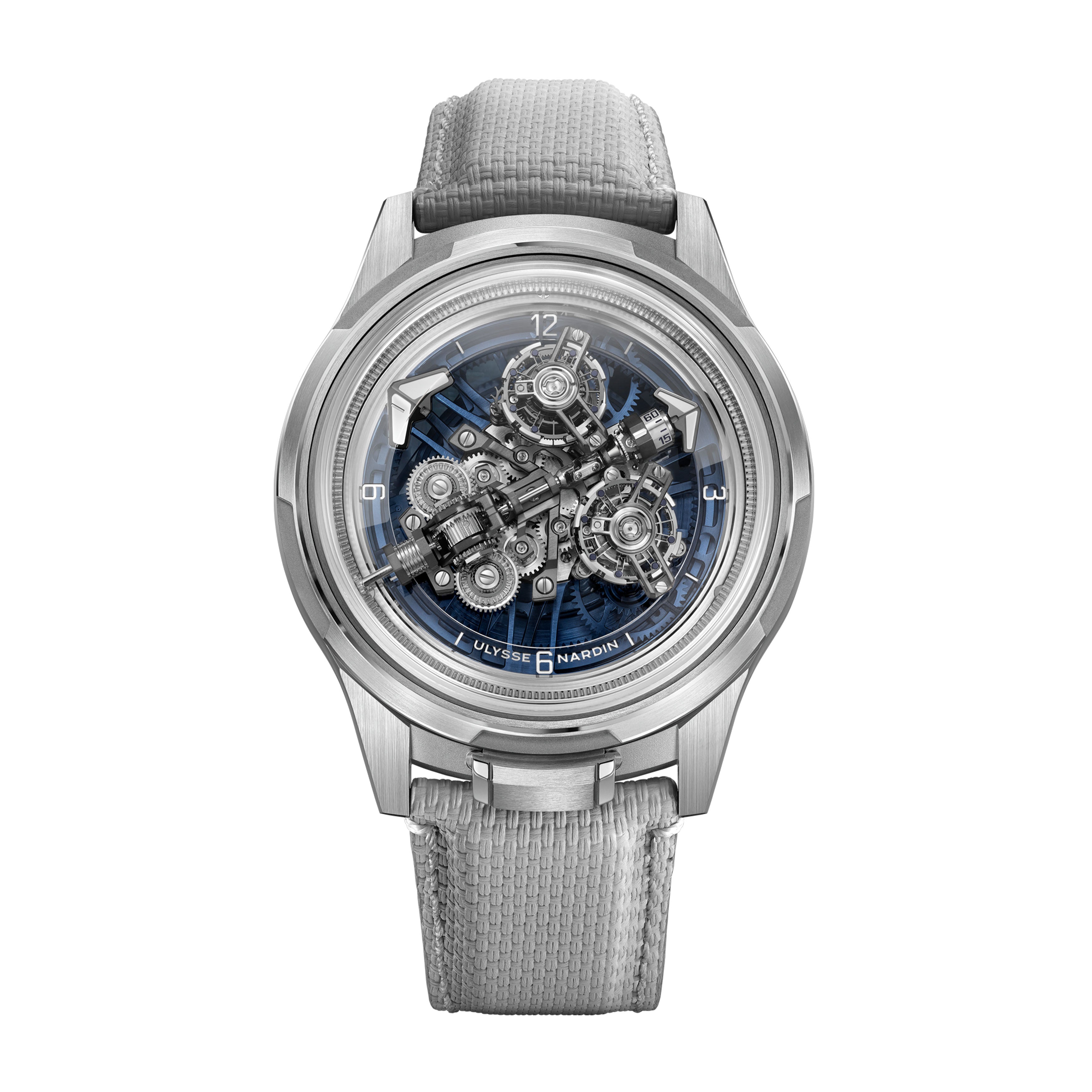 Ulysse Nardin Super Freak Watch, 44mm Blue Skeleton Dial, 2520-500LE-3A-BLUE/3A