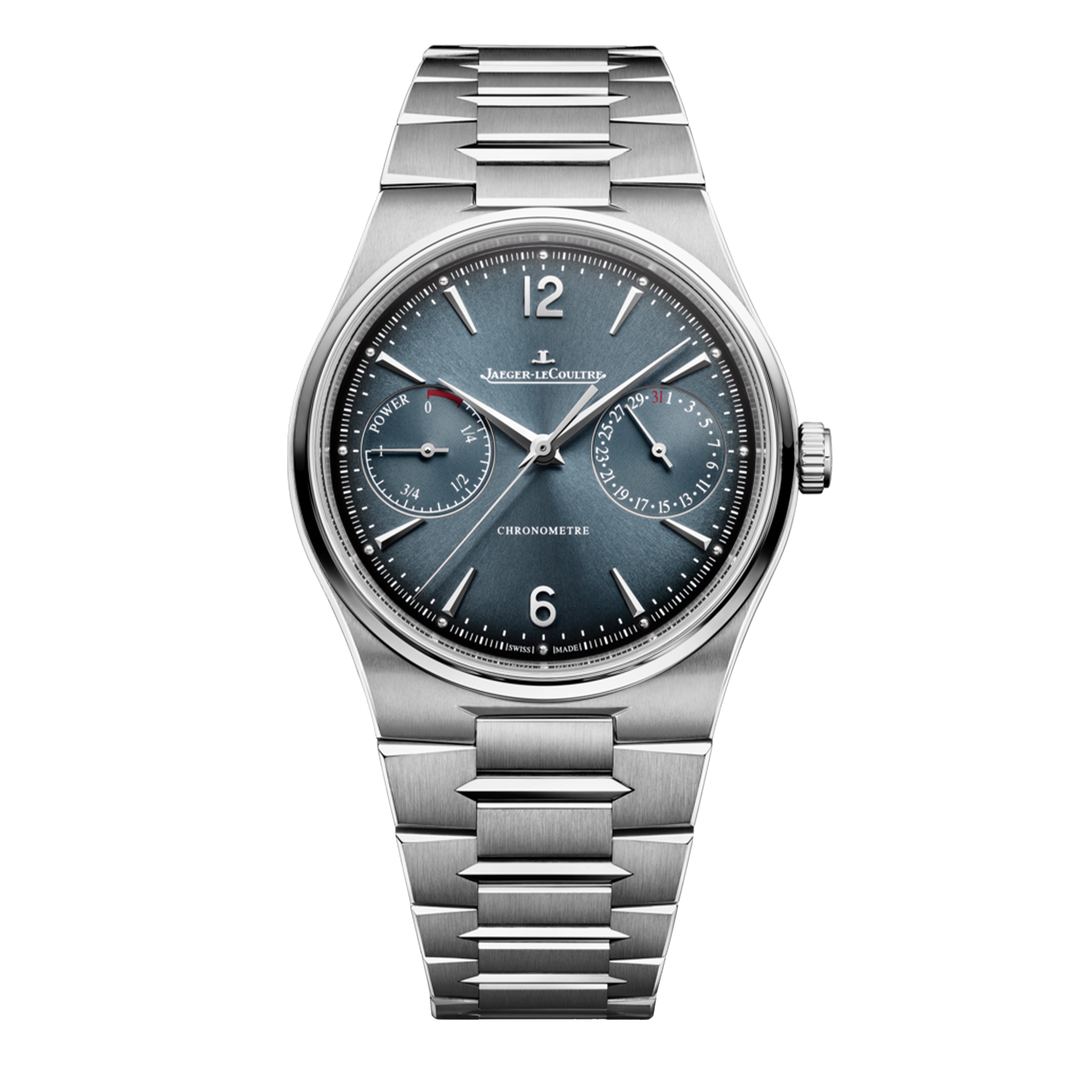 Jaeger-LeCoultre Master Control Chronometre Date Power Reserve Watch, 39mm blue Dial, Q4168120