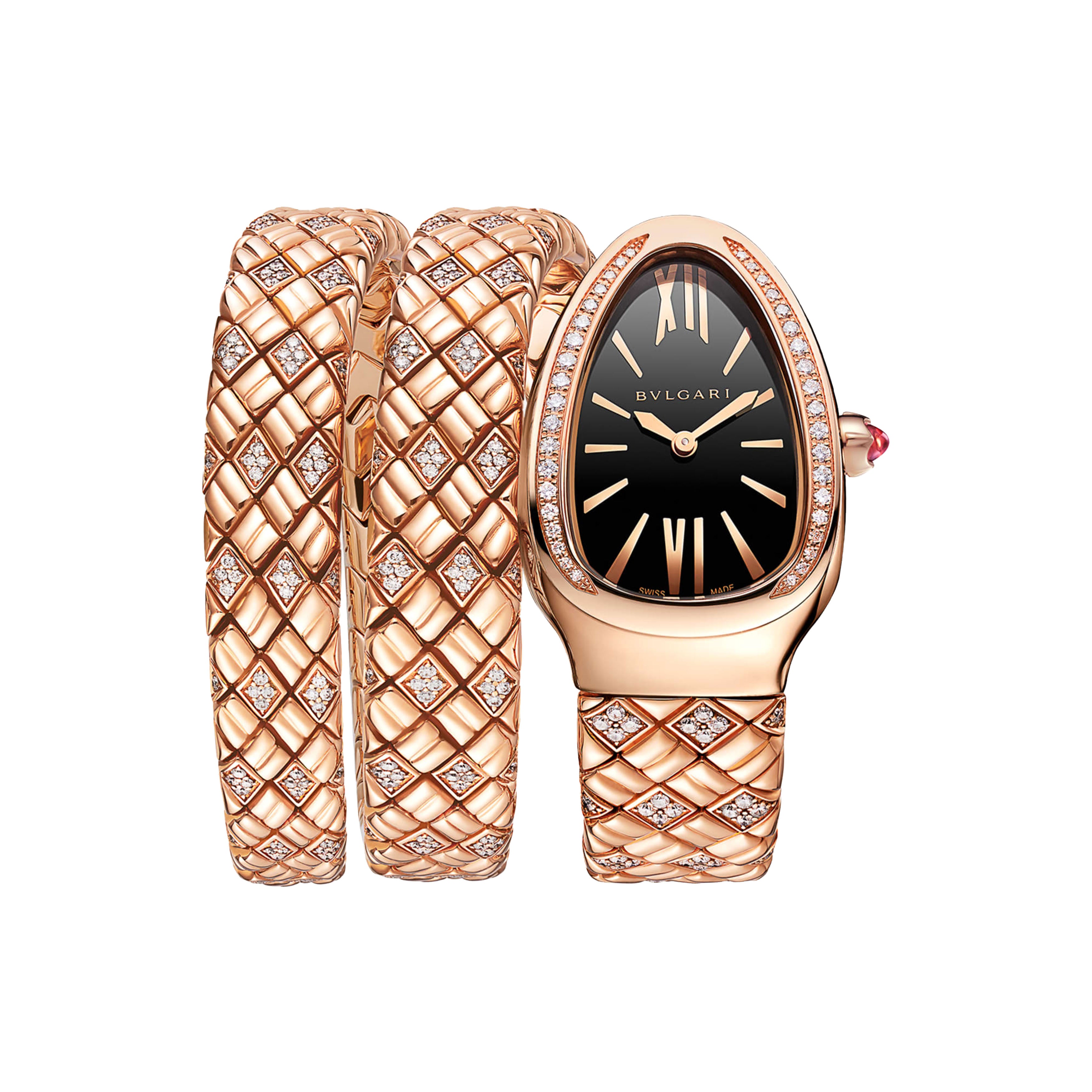 Bulgari Serpenti Spiga Watch, 35mm Black Dial, 103252