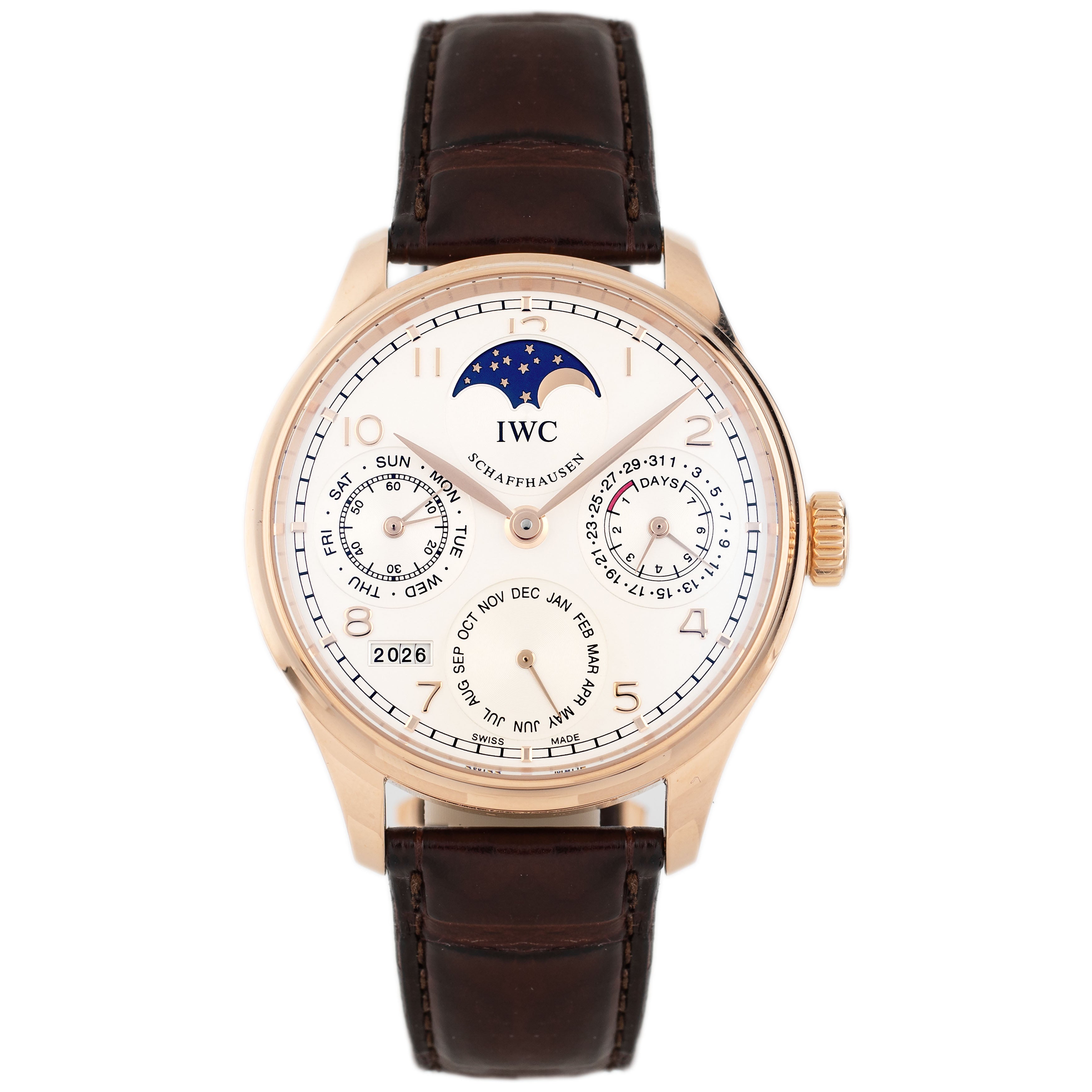 IWC Portugieser Perpetual Calendar Rose Gold Silver Dial 44.2mm IW502306 Full Set