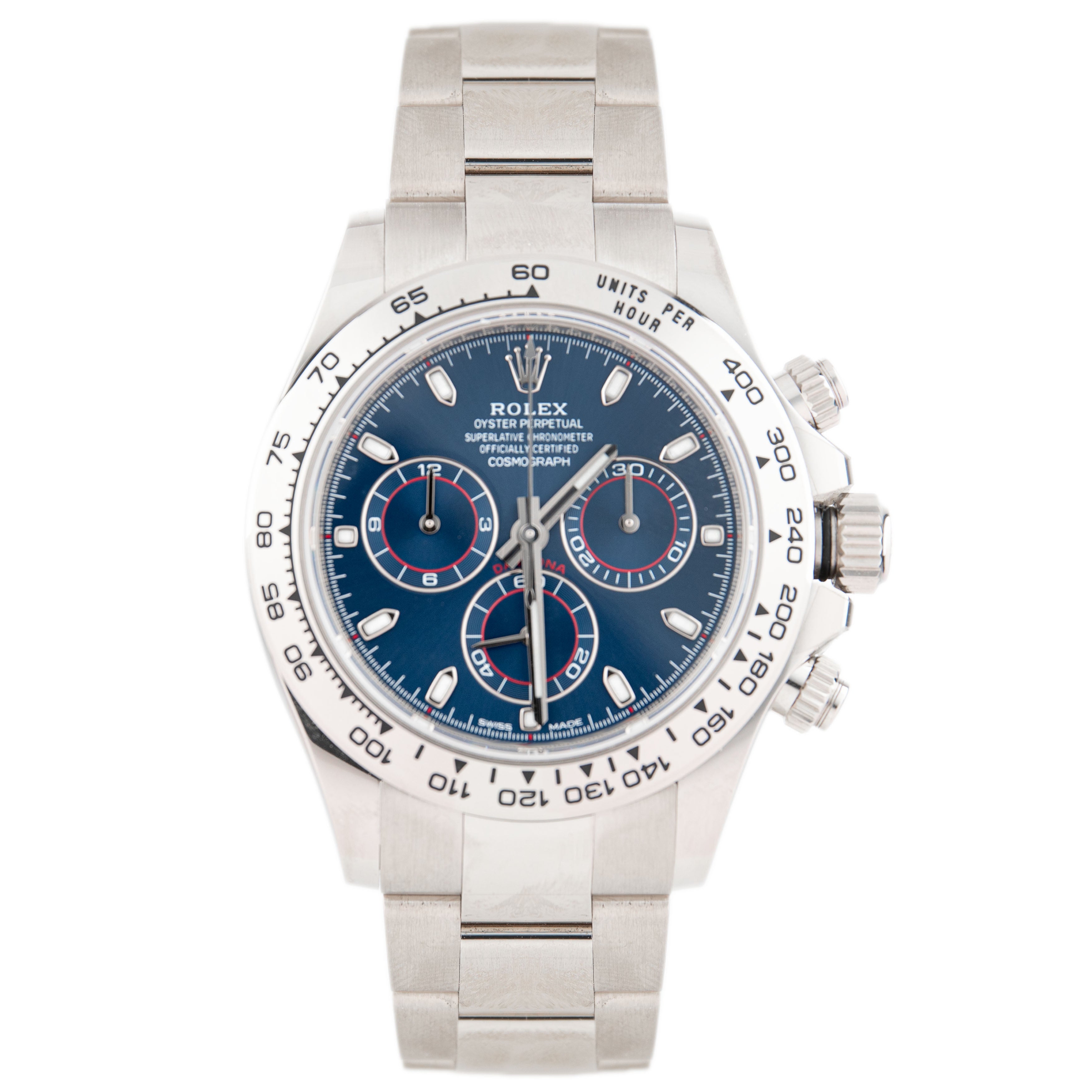 Rolex Daytona Cosmograph Chronograph White Gold Blue Dial 40mm 116509 Full Set