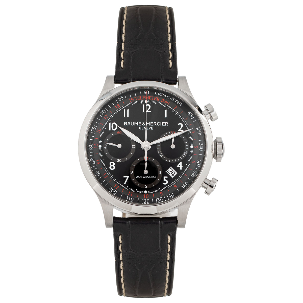 Baume & Mercier Capeland Chronograph Stainless Steel Black Dial 
