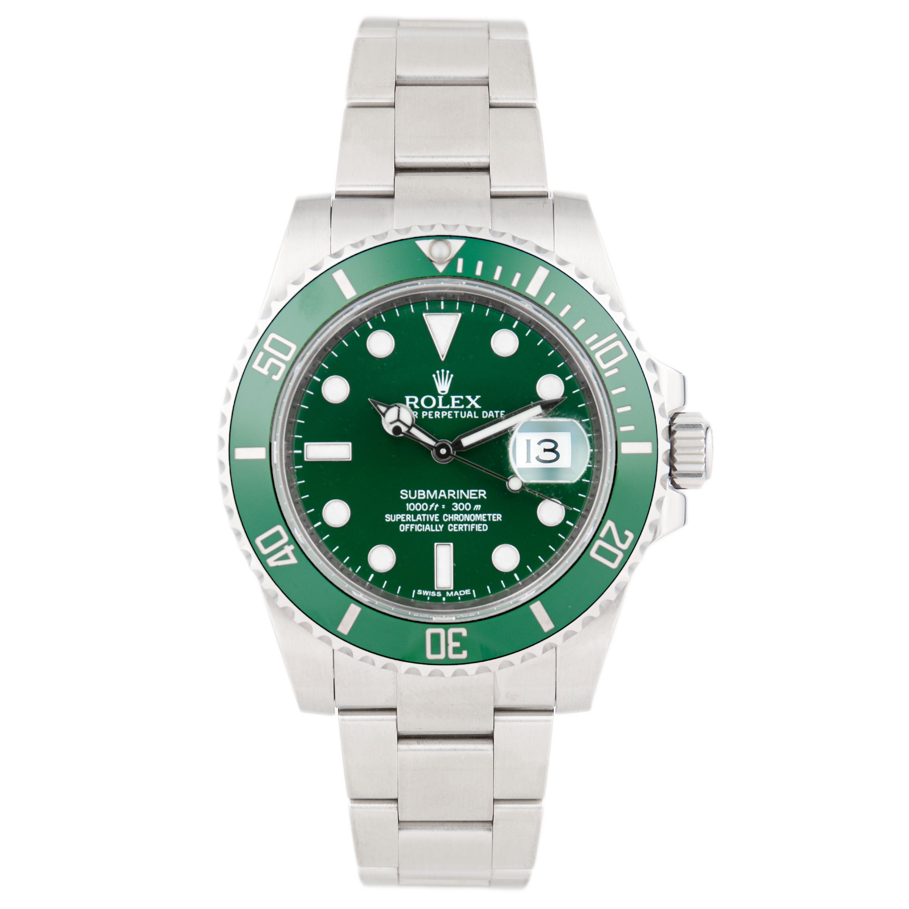 Rolex Submariner Date Hulk Stainless Steel Green Dial 40mm 116610LV