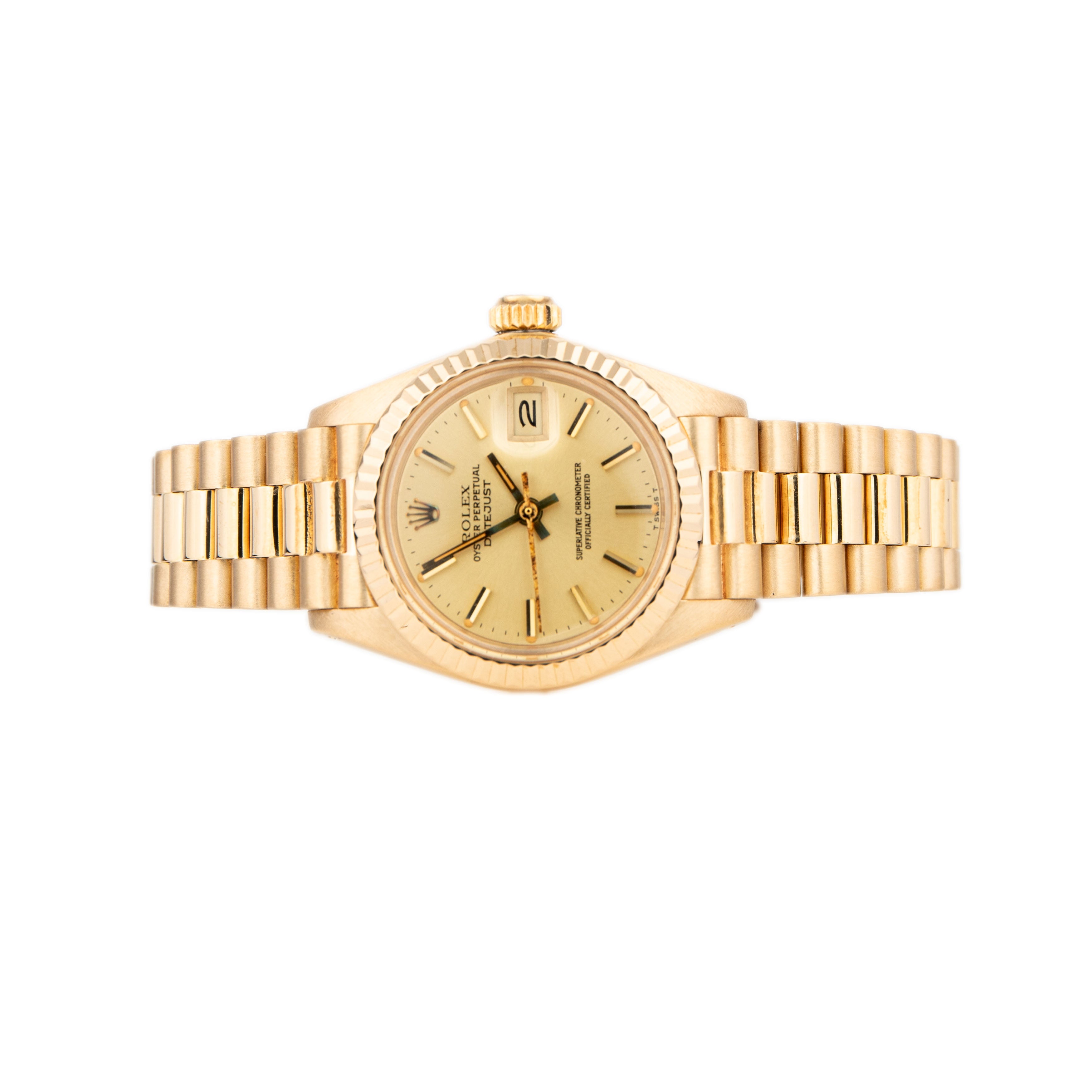 Rolex Lady Datejust President Bracelet Yellow Gold Gold Dial 26mm 6917/8