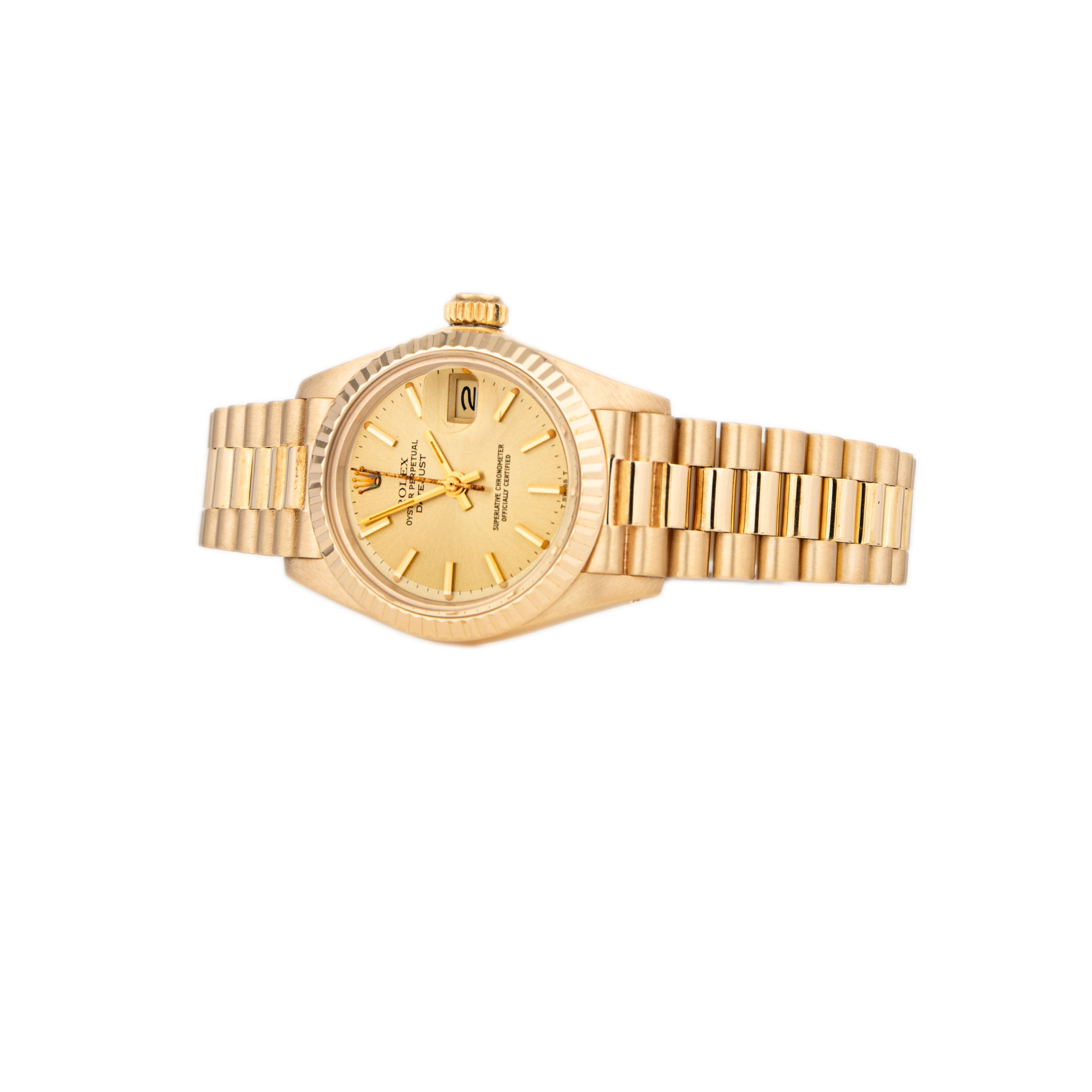 Rolex Lady Datejust President Bracelet Yellow Gold Gold Dial 26mm 6917/8