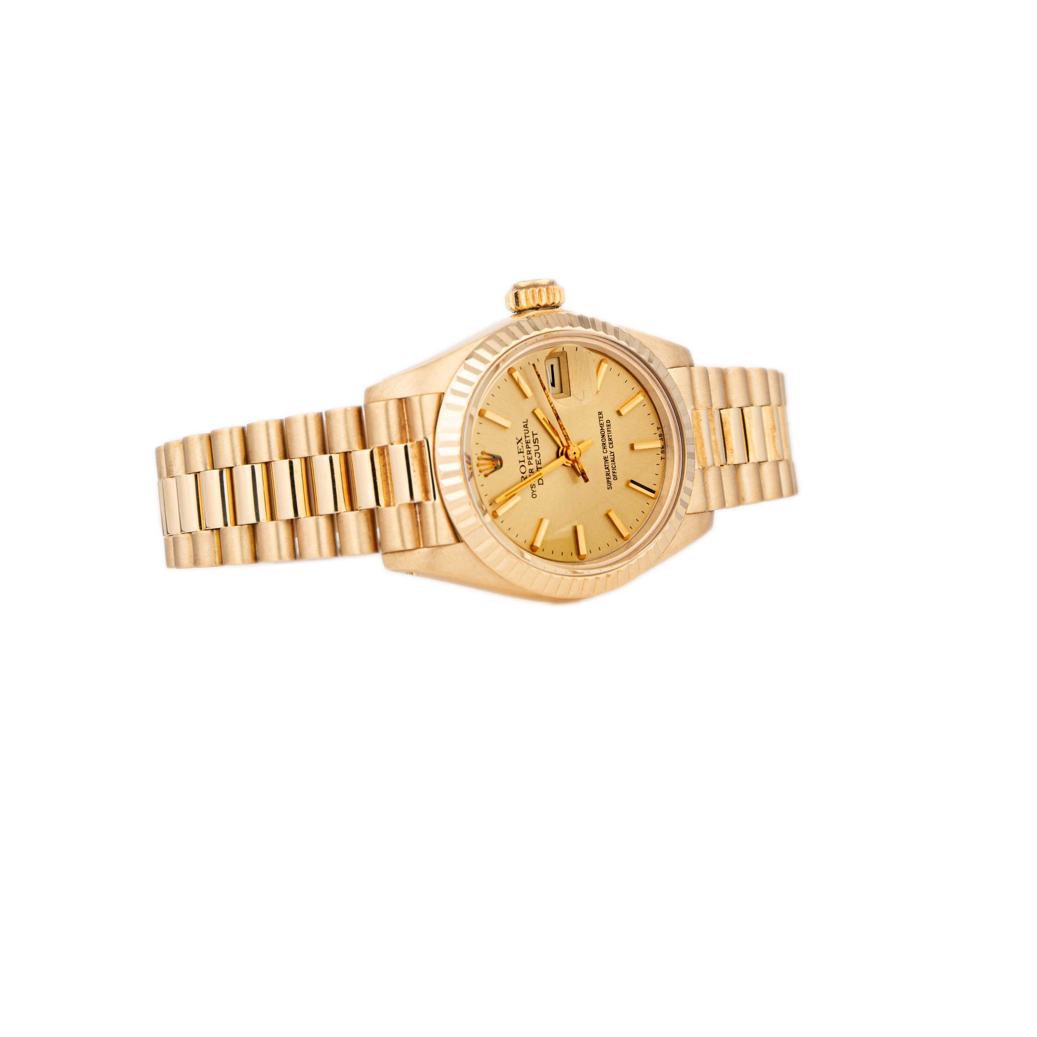 Rolex Lady Datejust President Bracelet Yellow Gold Gold Dial 26mm 6917/8