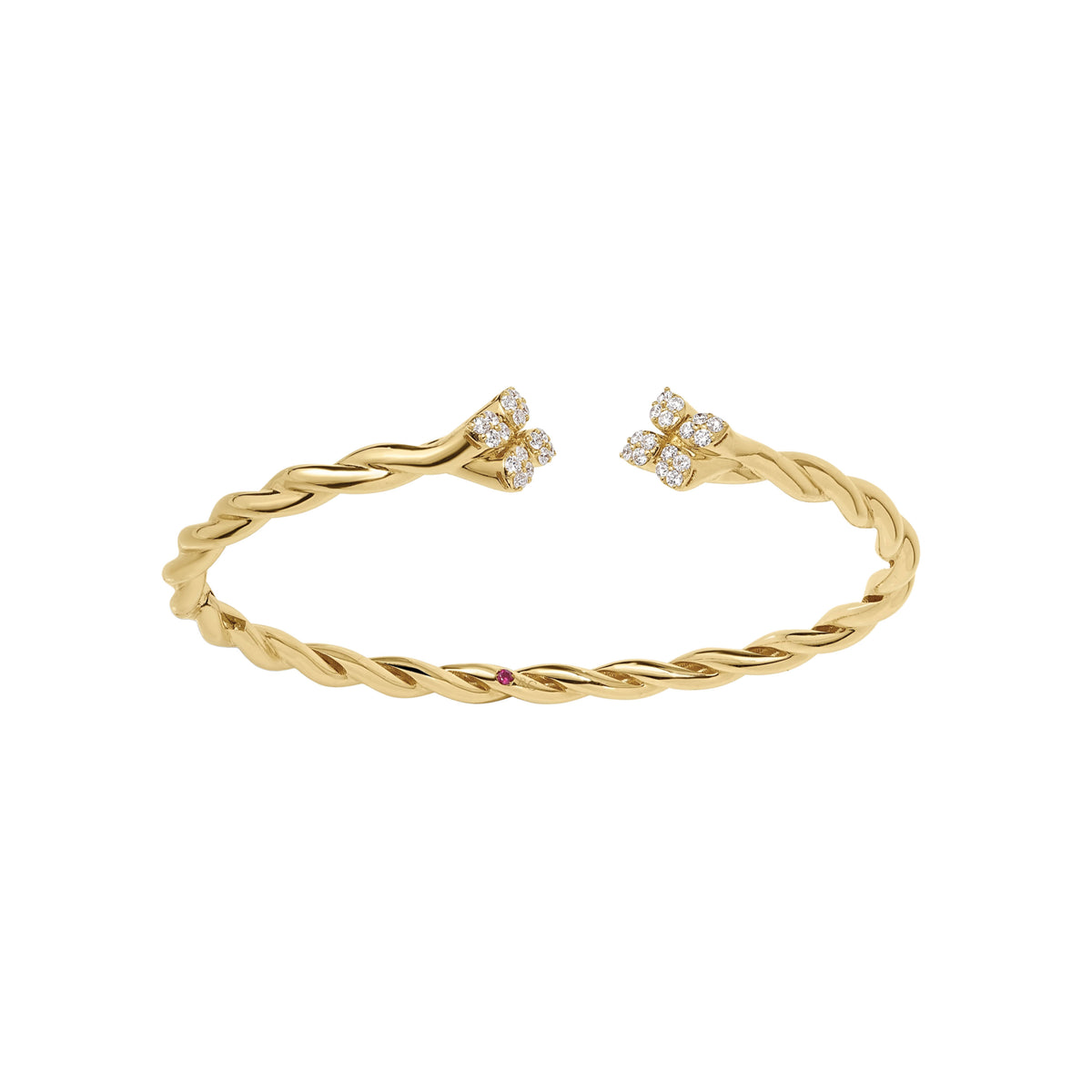 Roberto Coin 18k Yellow Gold Love in Verona Twist Diamond Cuff Bracelet