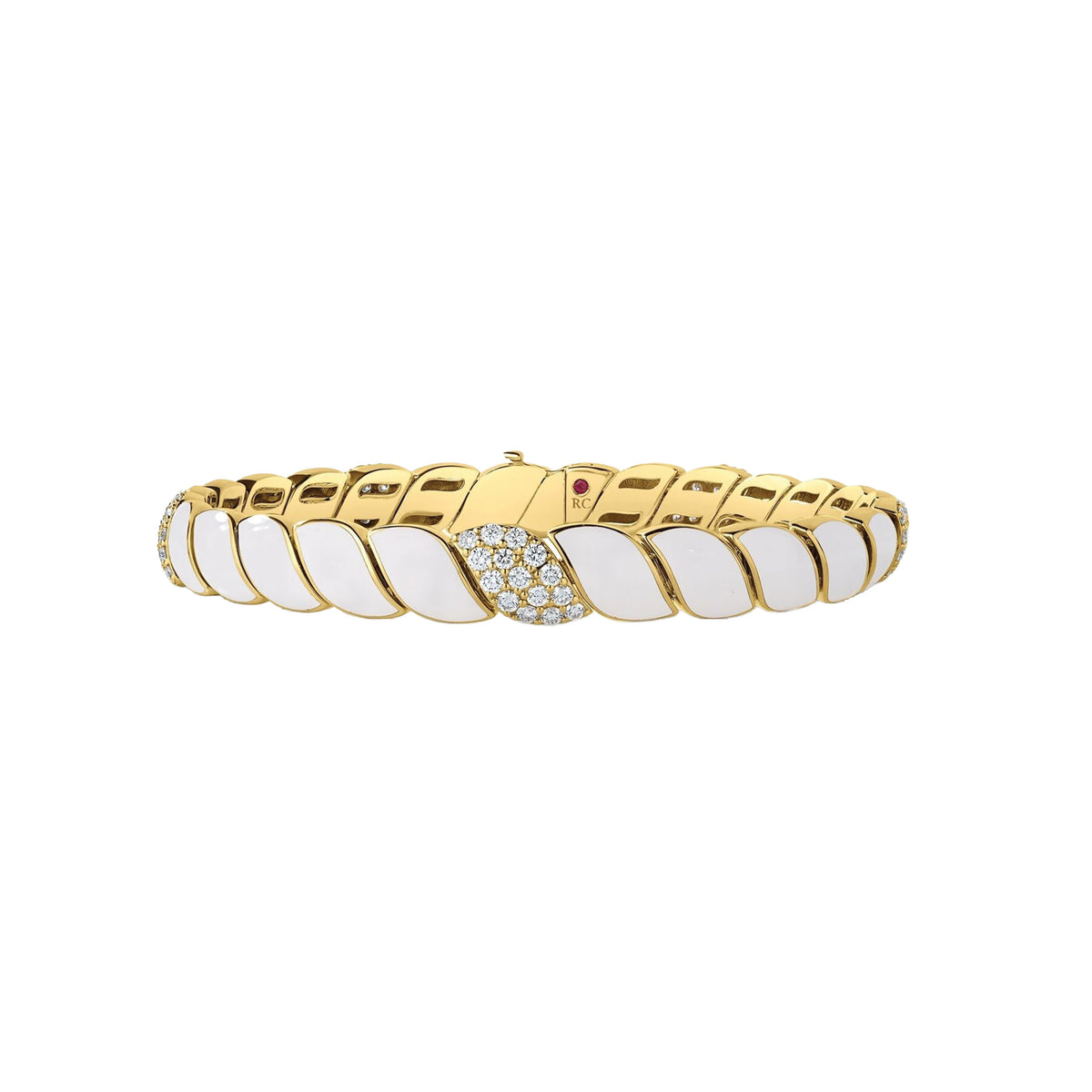 Roberto Coin 18k Yellow Gold San Marco Diamond and White Enamel Bracelet