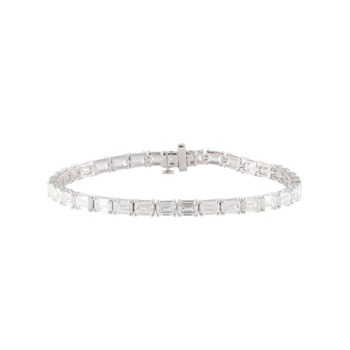 14k White Gold Lab Grown Emerald Diamond Line Bracelet 12.25cttw
