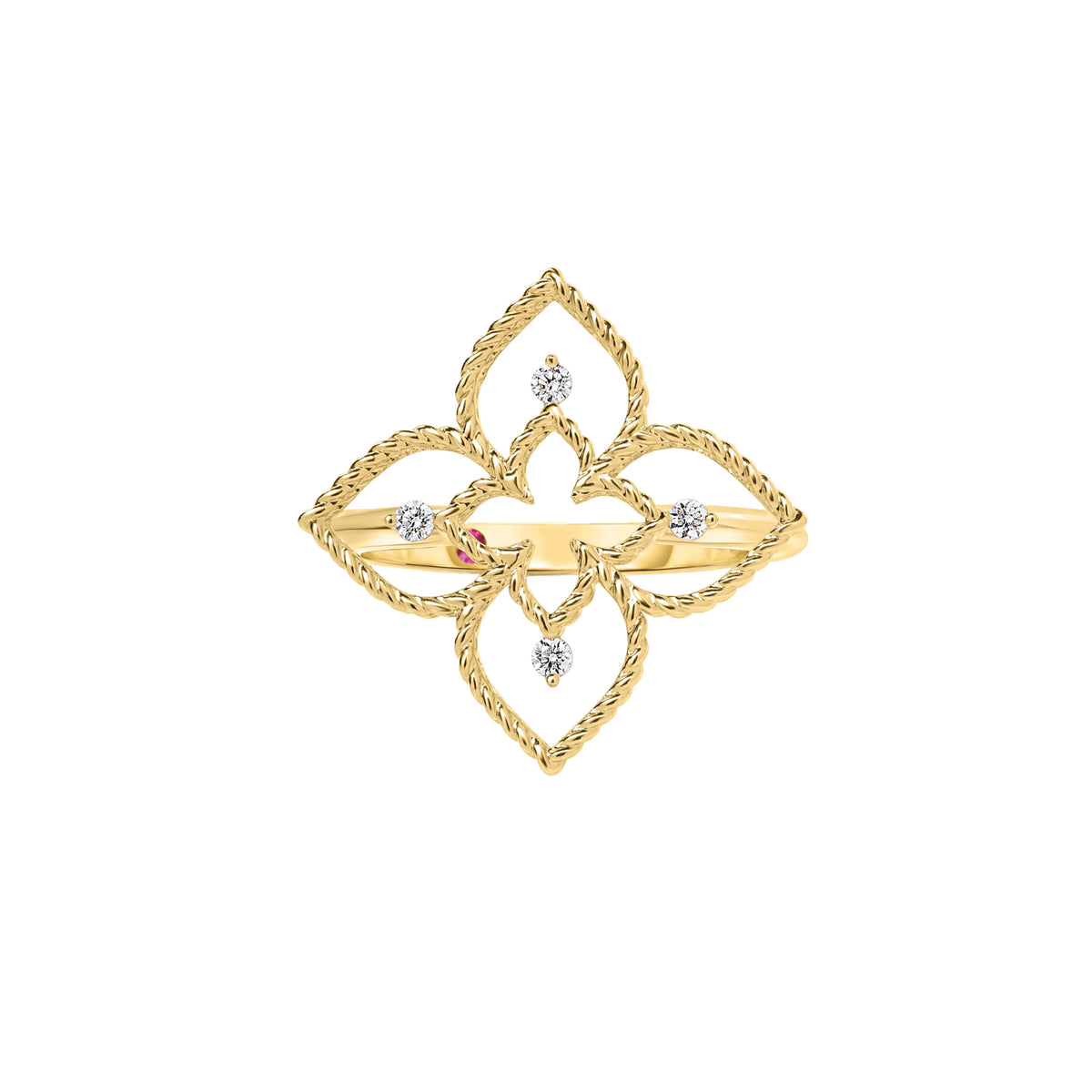 Roberto Coin 18k Yellow Gold Princess Flower Small Open Frame Diamond Ring