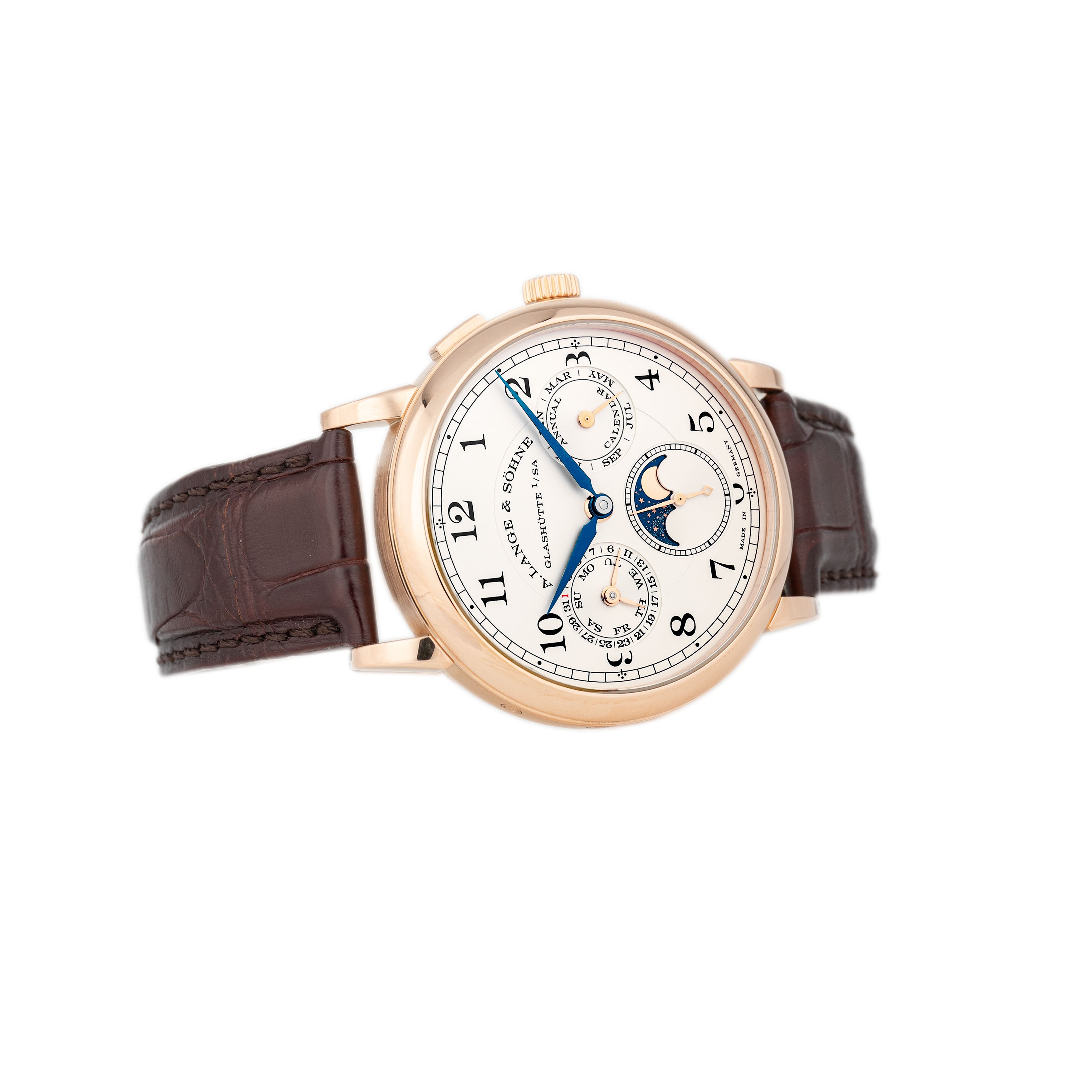 A. Lange & Sohne 1815 Annual Calendar Rose Gold Silver Dial 40mm 238.032E Full Set