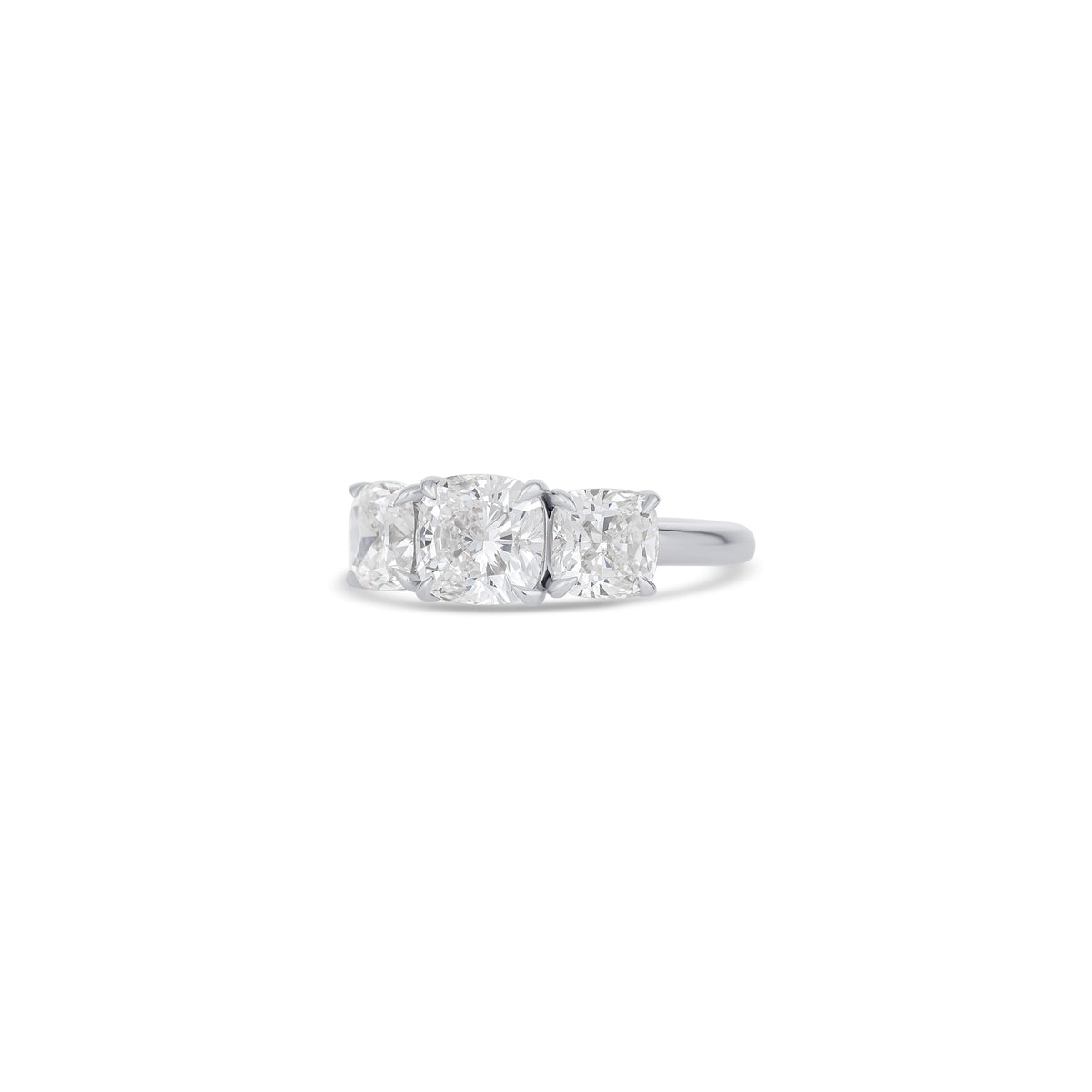 14K White Gold Cushion Diamond Three Stone Engagement Ring